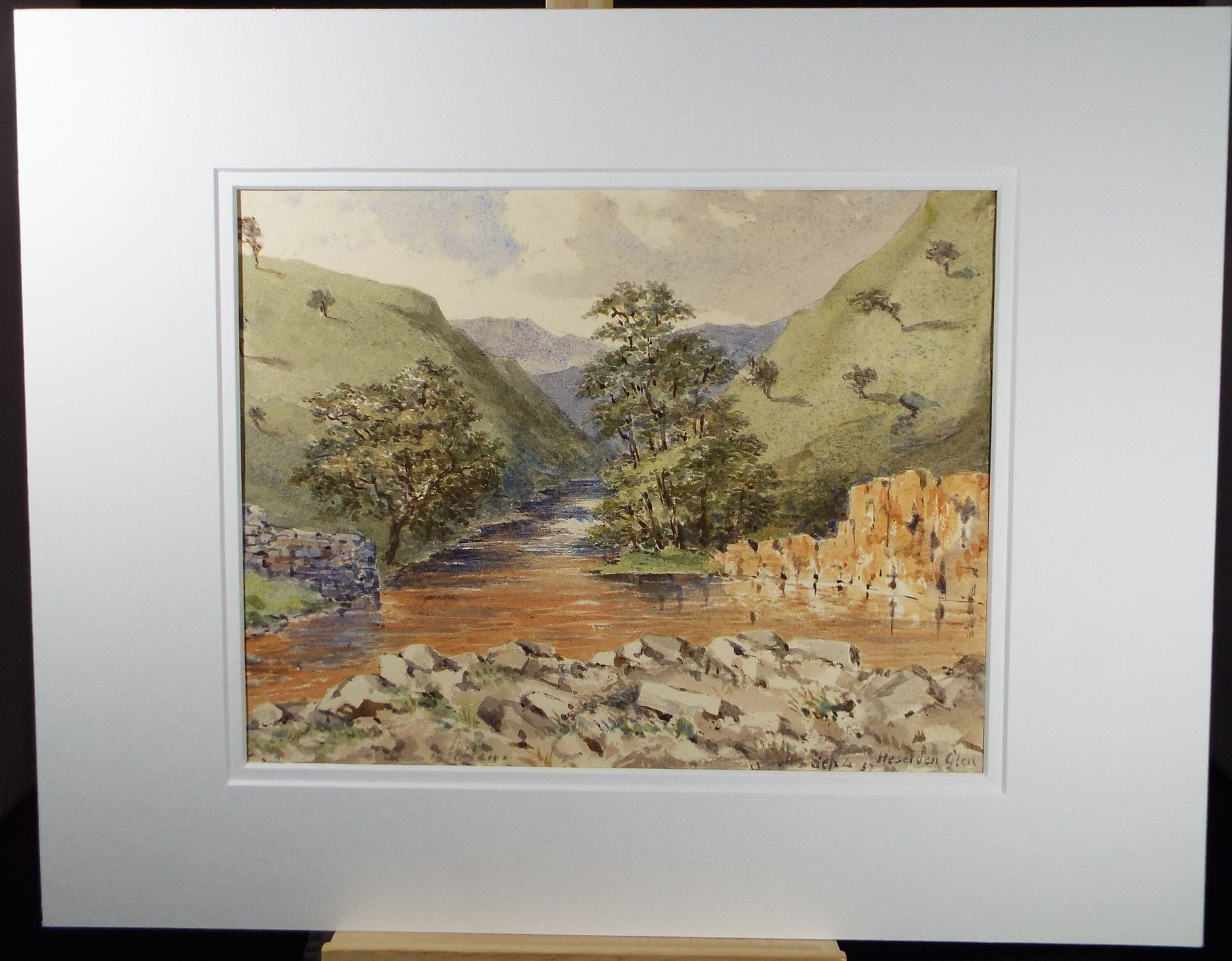 Original Watercolour, Inscribed 'Heselden Glen' 1857, Unknown Artist
