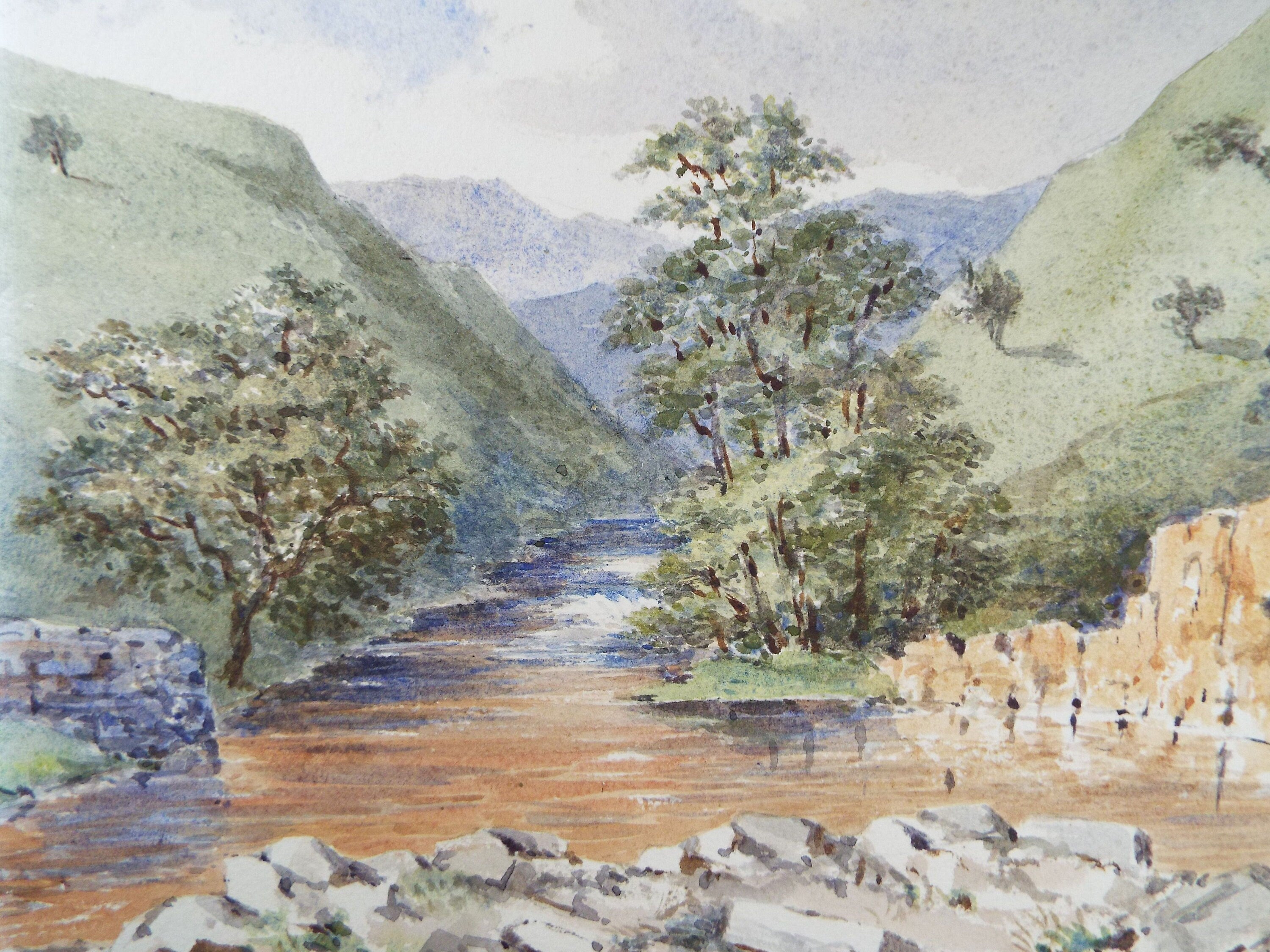 Original Watercolour, Inscribed 'Heselden Glen' 1857, Unknown Artist