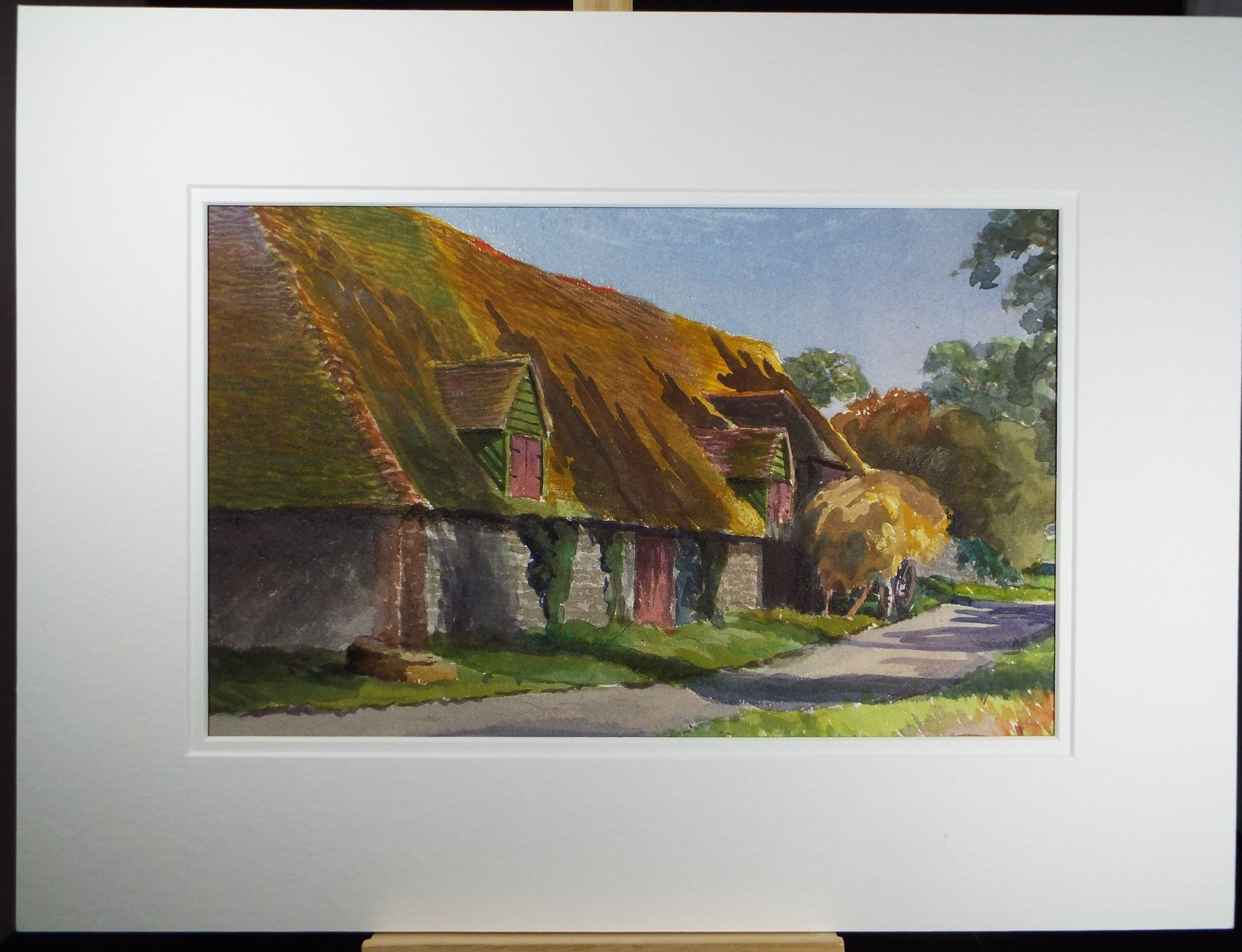 Original Watercolour & Gouache, 'The Threshing Barn', Circa 1930's, Charles Browne Core (1860-1947)