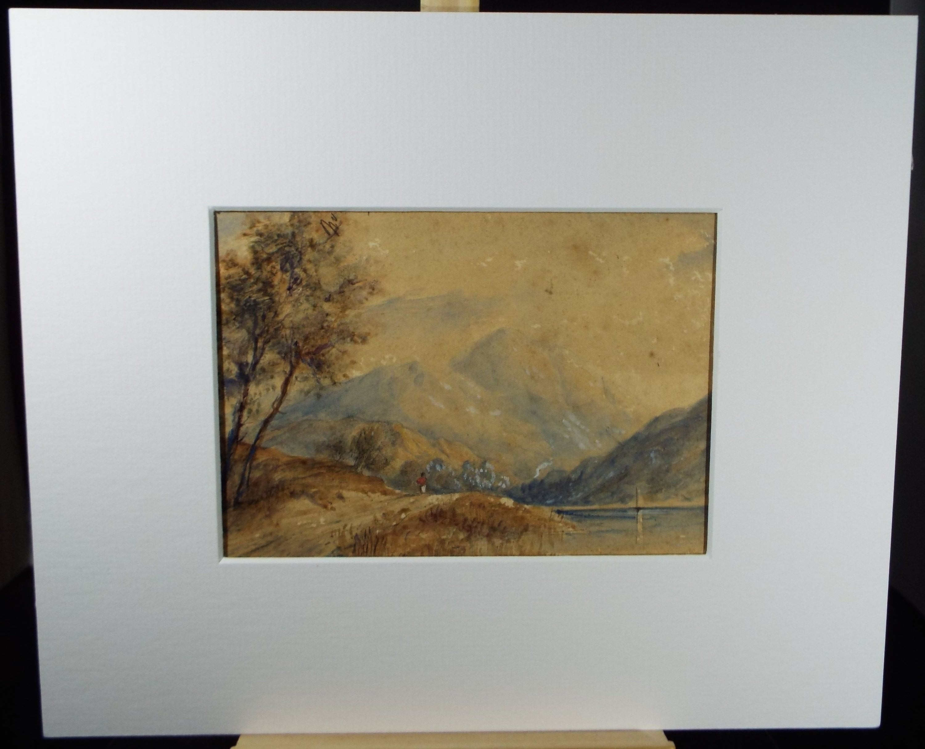 Original Watercolour, 'River with Distant Hills, Circa 1850, Artist Unknown