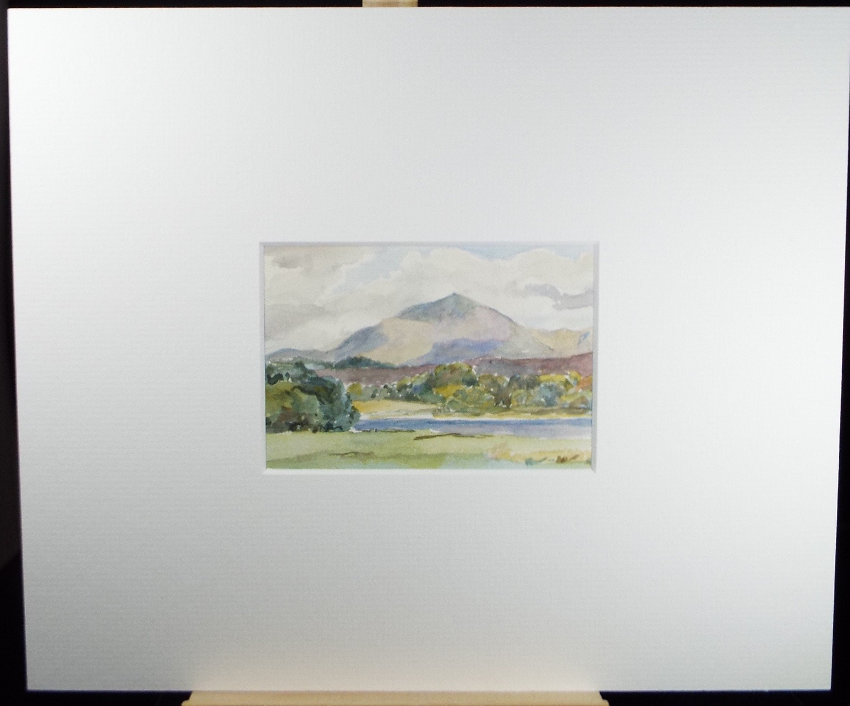 Original Watercolour on Paper, 'Green Landscape with distant hills', Circa 1930's , Artist Unknown