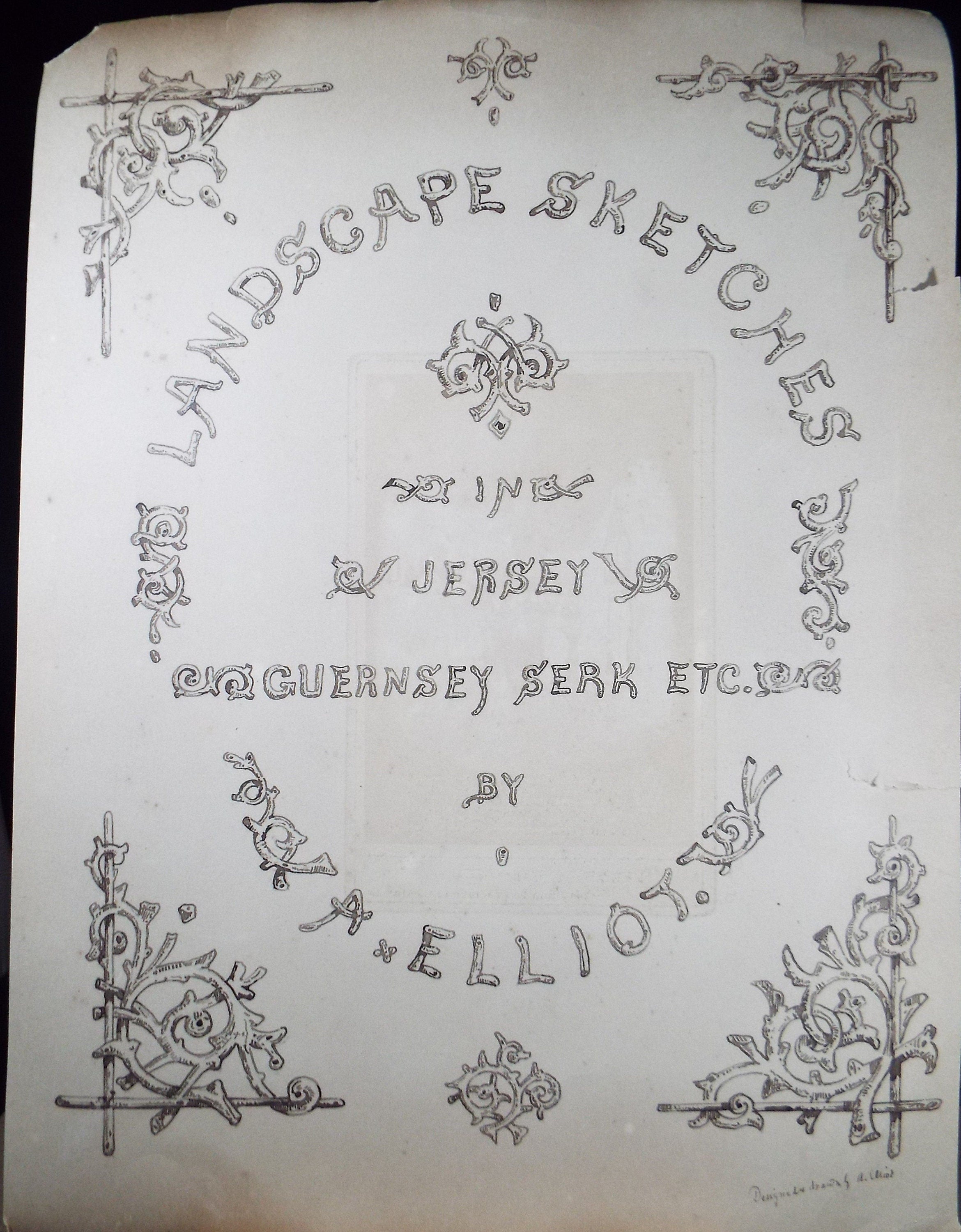 Original Pen & Ink , 'Menagerie at Ponlac Gardens, Jersey ', circa 1880, A Elliott