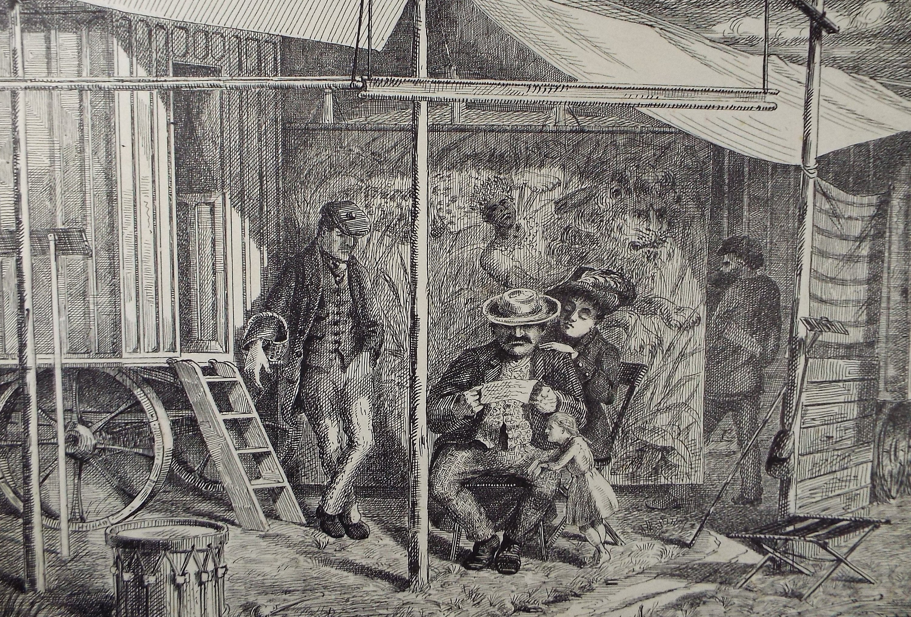 Original Pen & Ink , 'Menagerie at Ponlac Gardens, Jersey ', circa 1880, A Elliott