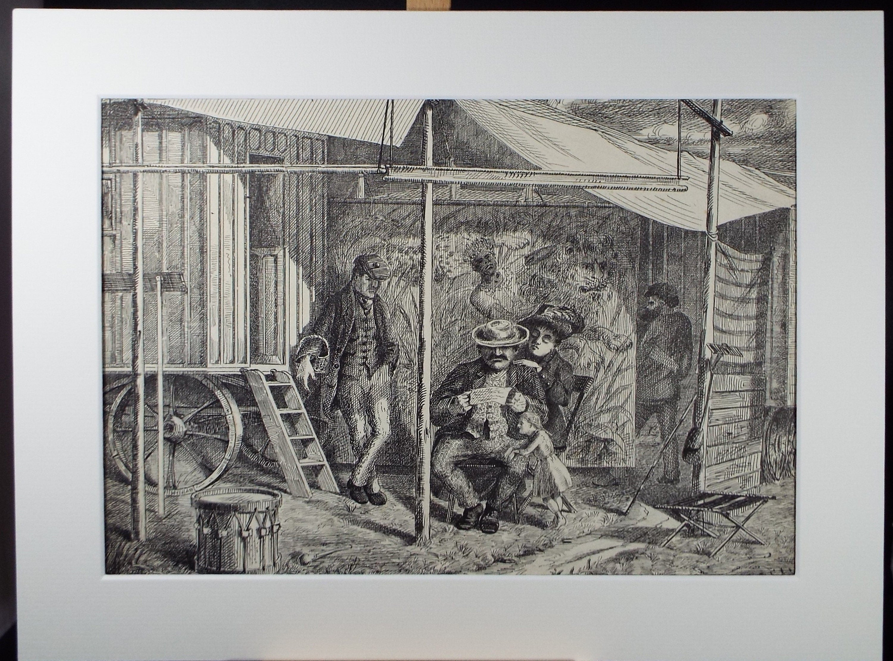 Original Pen & Ink , 'Menagerie at Ponlac Gardens, Jersey ', circa 1880, A Elliott