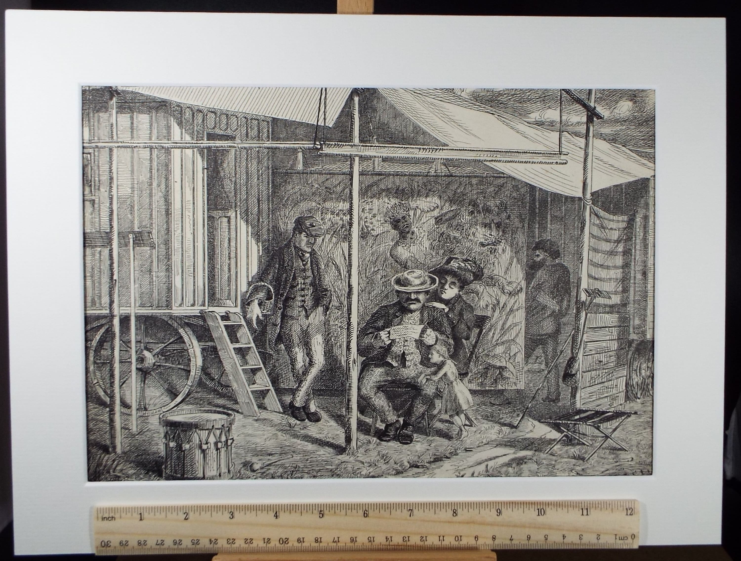 Original Pen & Ink , 'Menagerie at Ponlac Gardens, Jersey ', circa 1880, A Elliott