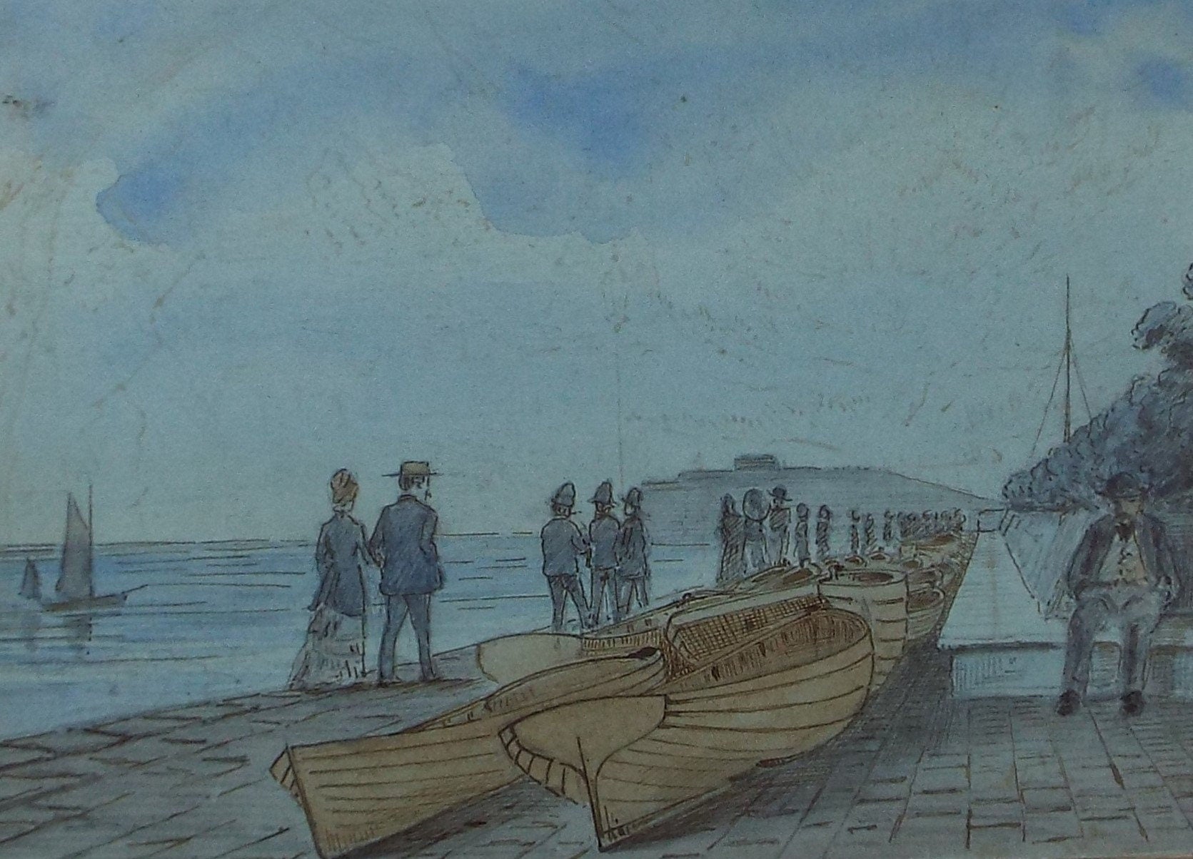 Original Watercolour, ' Eastbourne', circa 1880's, Unknown Artist