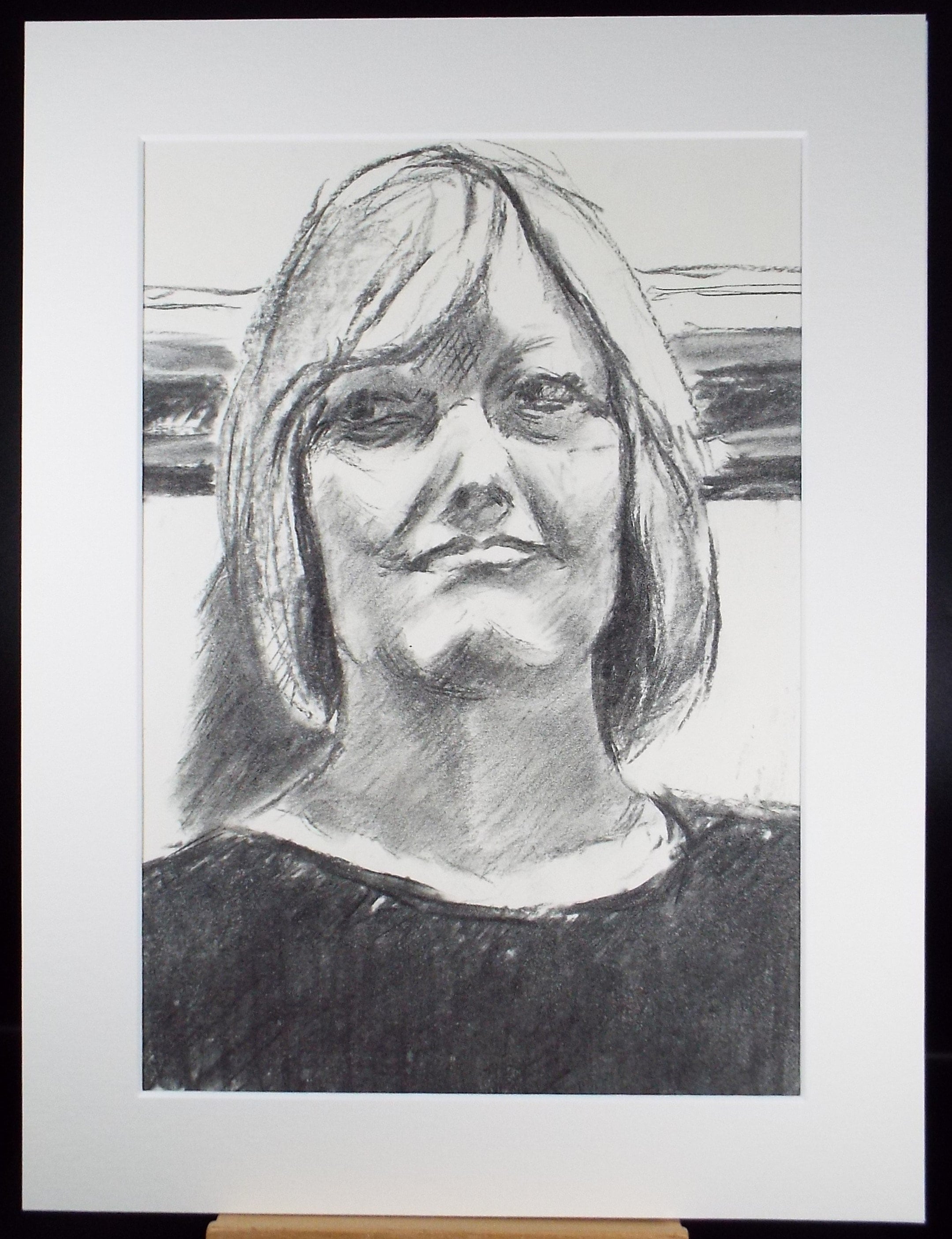 Original Conte Sketch,'Portrail of a Woman', Hugh Tasker, circa 1990's