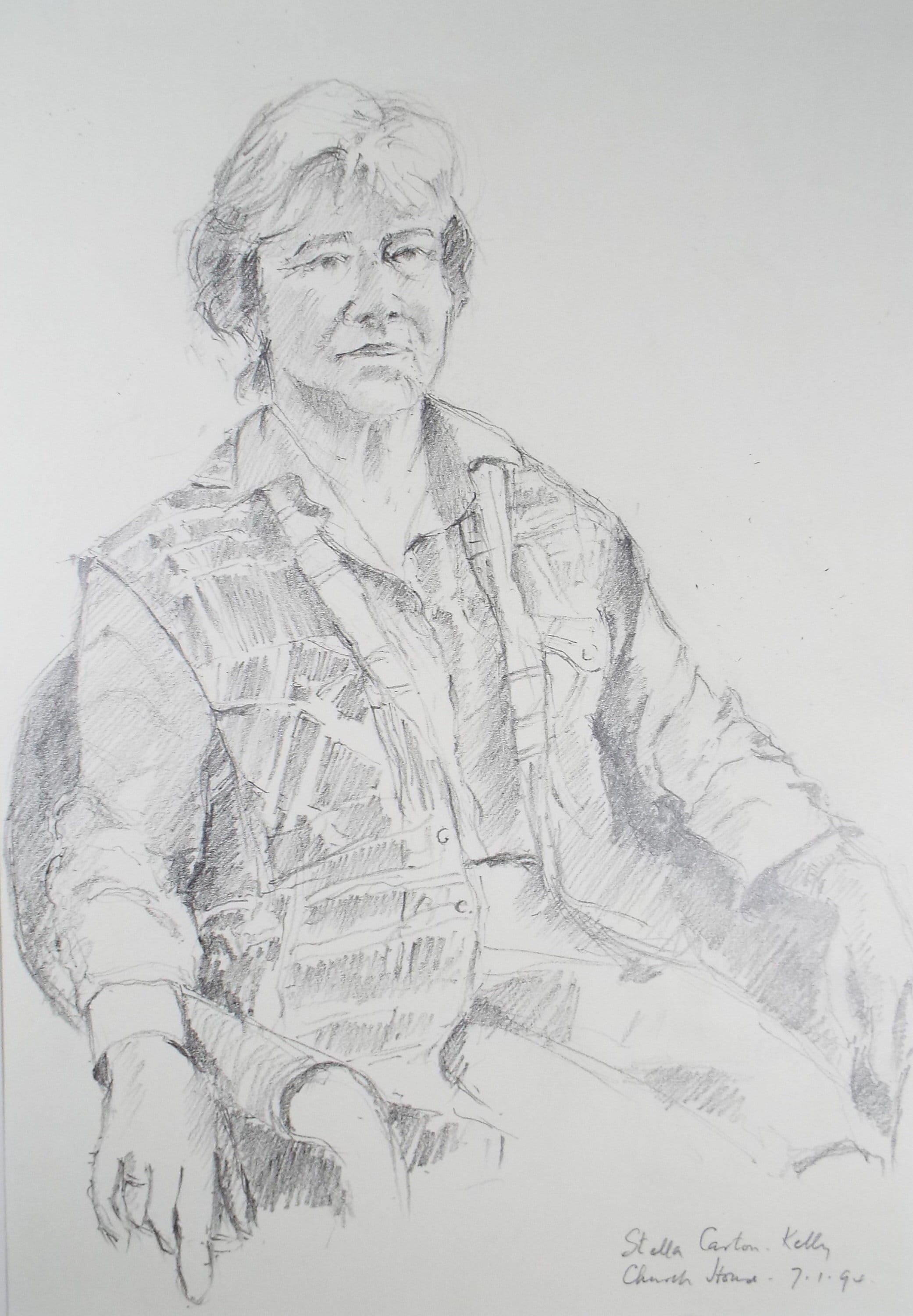 Original pencil Sketch,'Seated woman', Hugh Tasker, circa 1990's