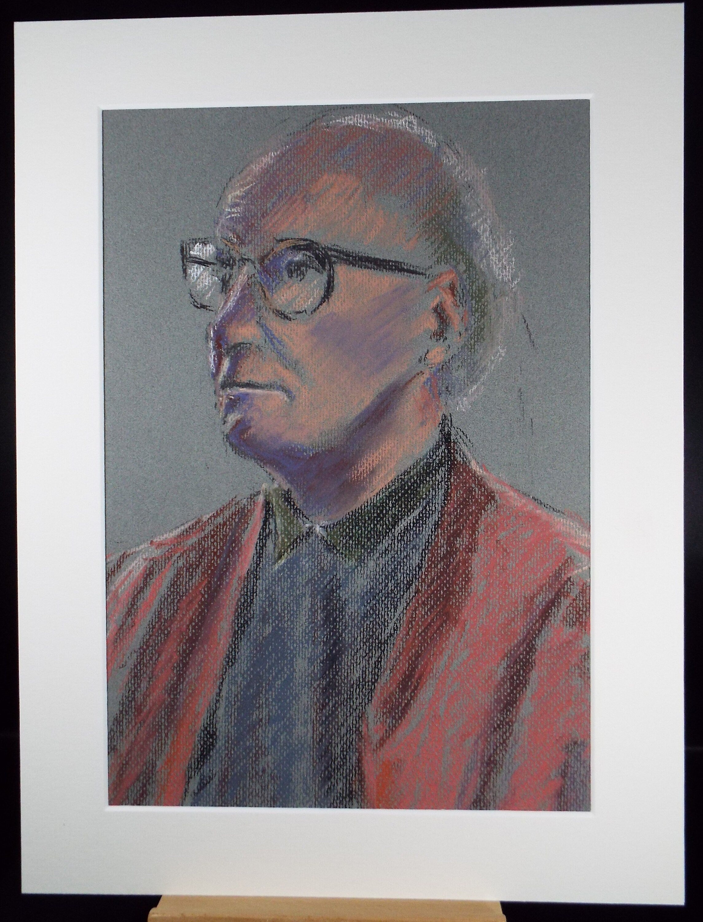 Original Conte Sketch,'Man with Glasses', Hugh Tasker, circa 1990's