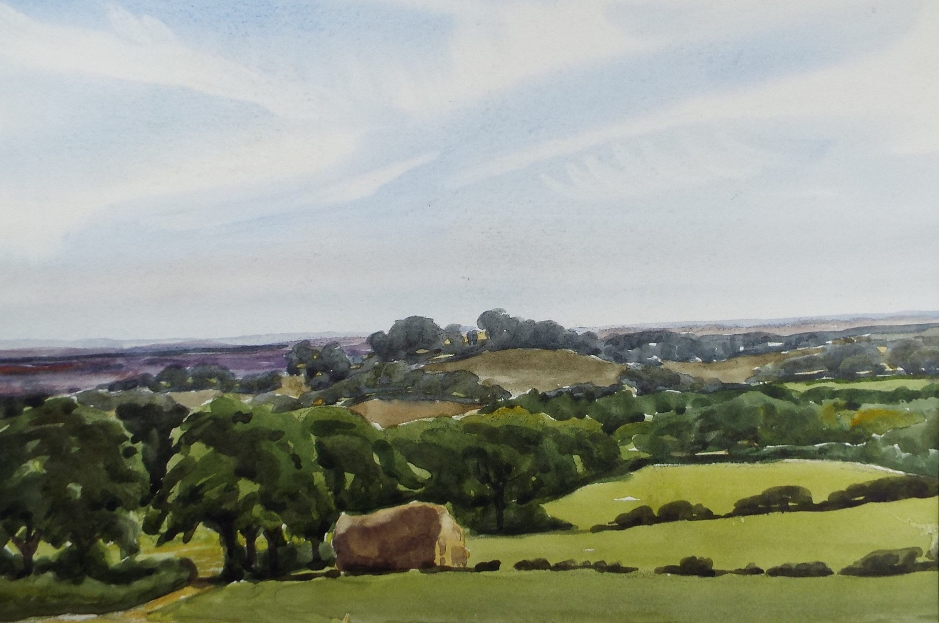 Original Watercolour, 'A Green Landscape', George Godfrey (20th Century, Scottish), circa 1960's