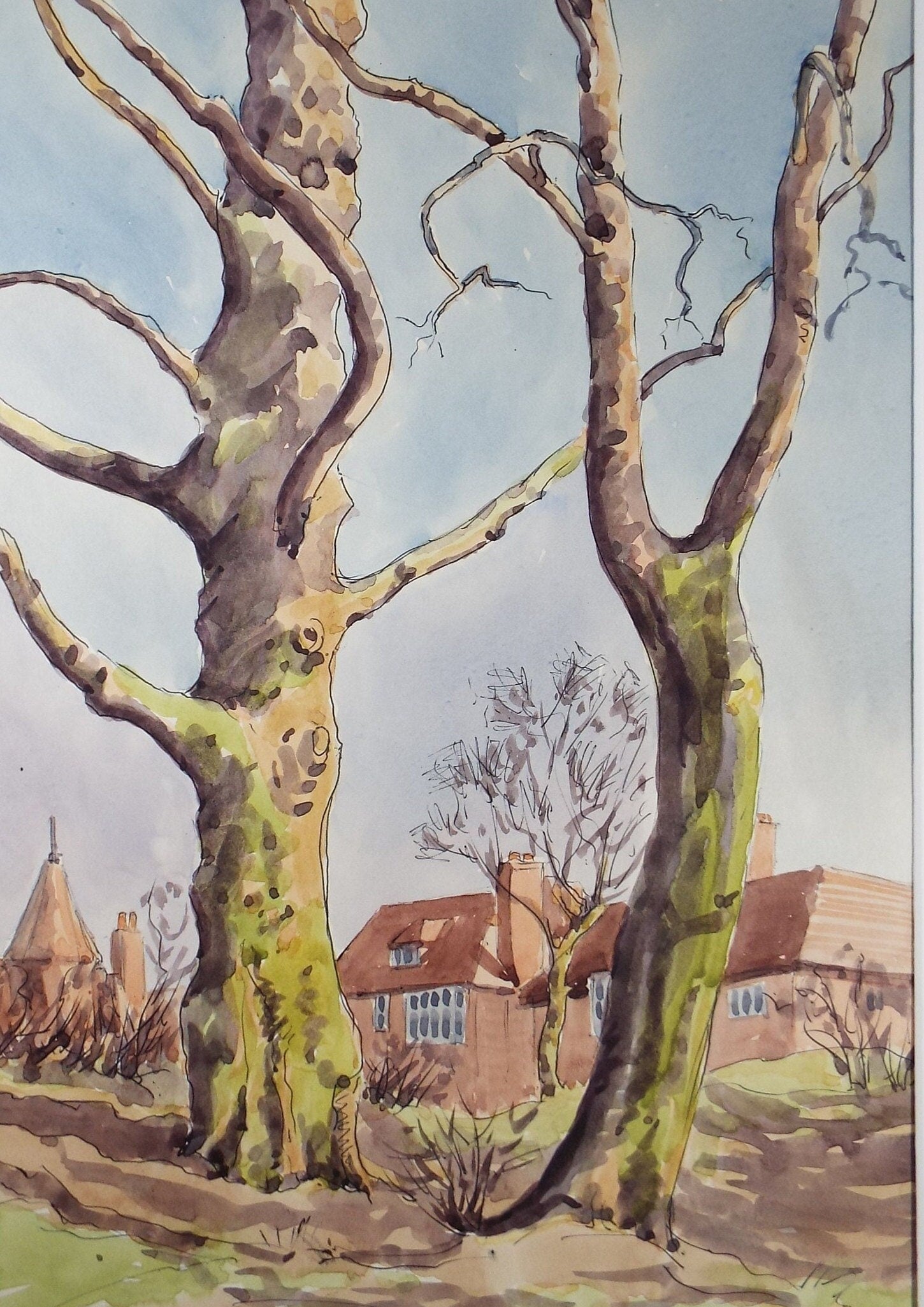 Original Watercolour, 'Trees in Winter', George Godfrey, Dated 1965