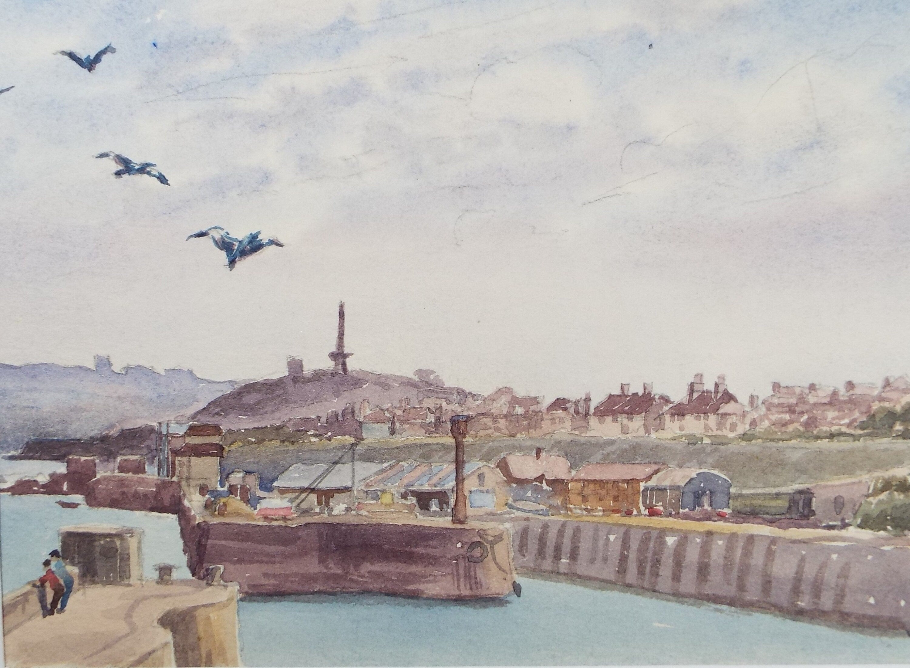 Original watercolour 'The Harbour', George Godfrey, Circa 1960's