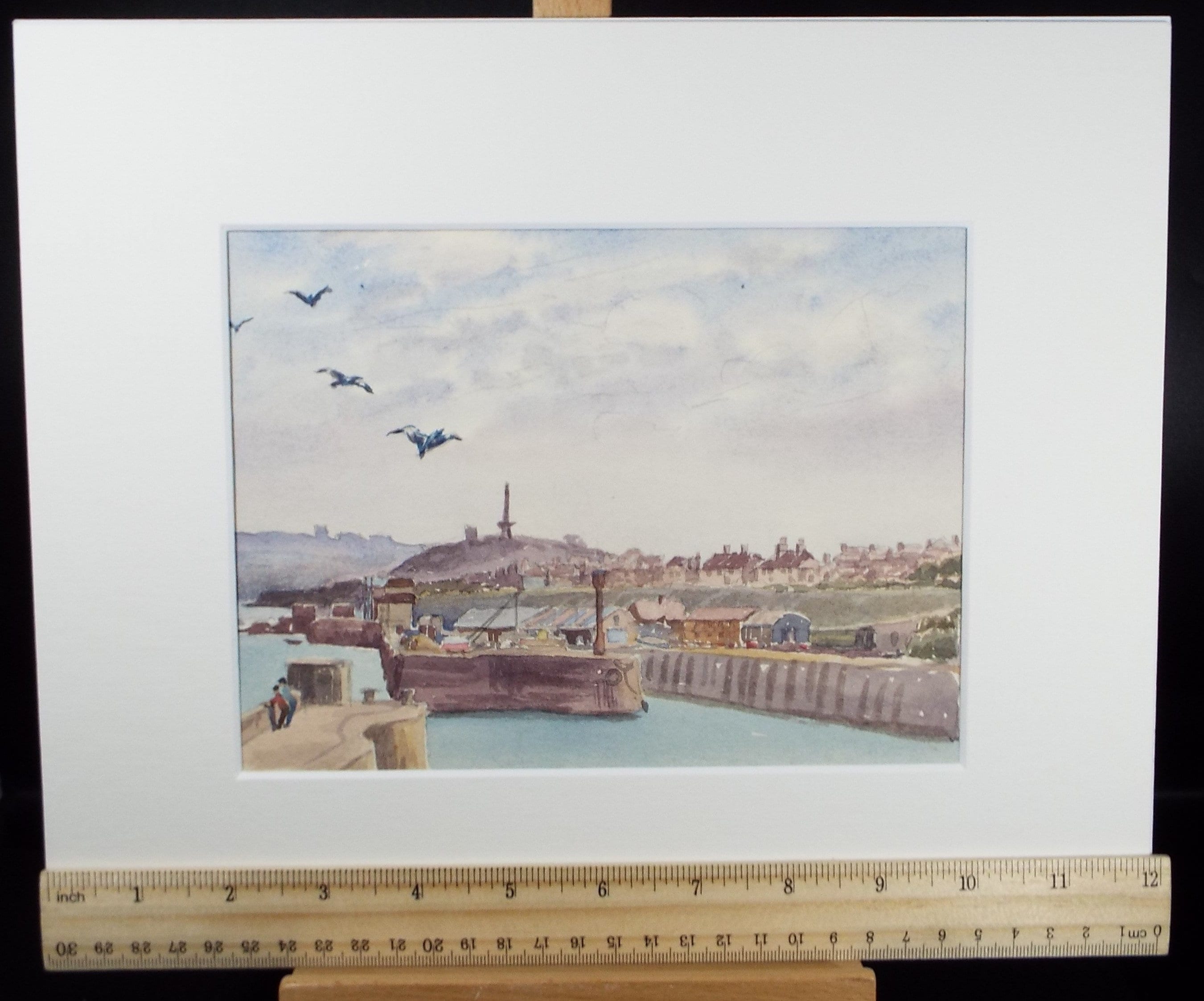Original watercolour 'The Harbour', George Godfrey, Circa 1960's
