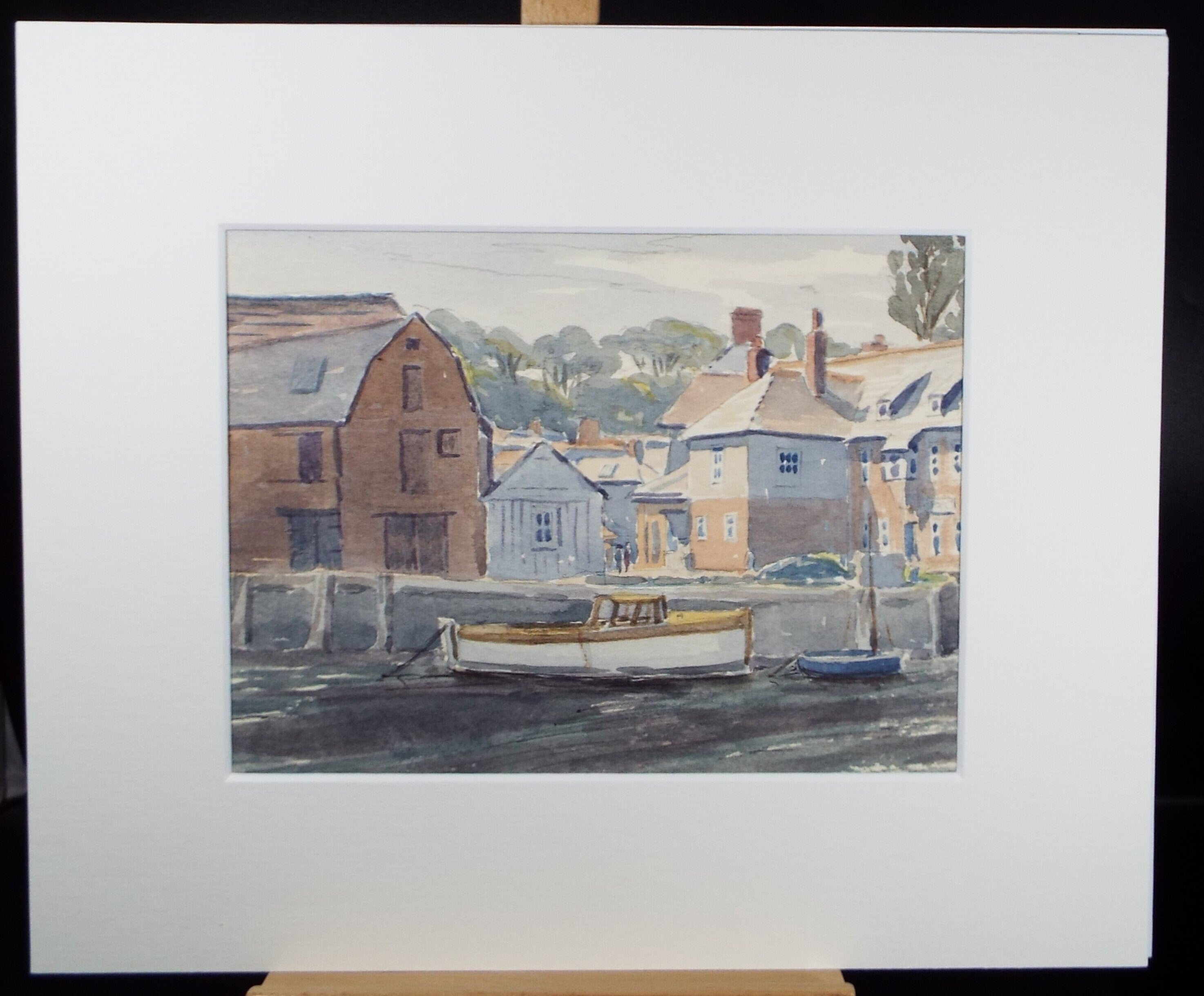 Original watercolour 'The Town Quay', George Godfrey, Circa 1960's