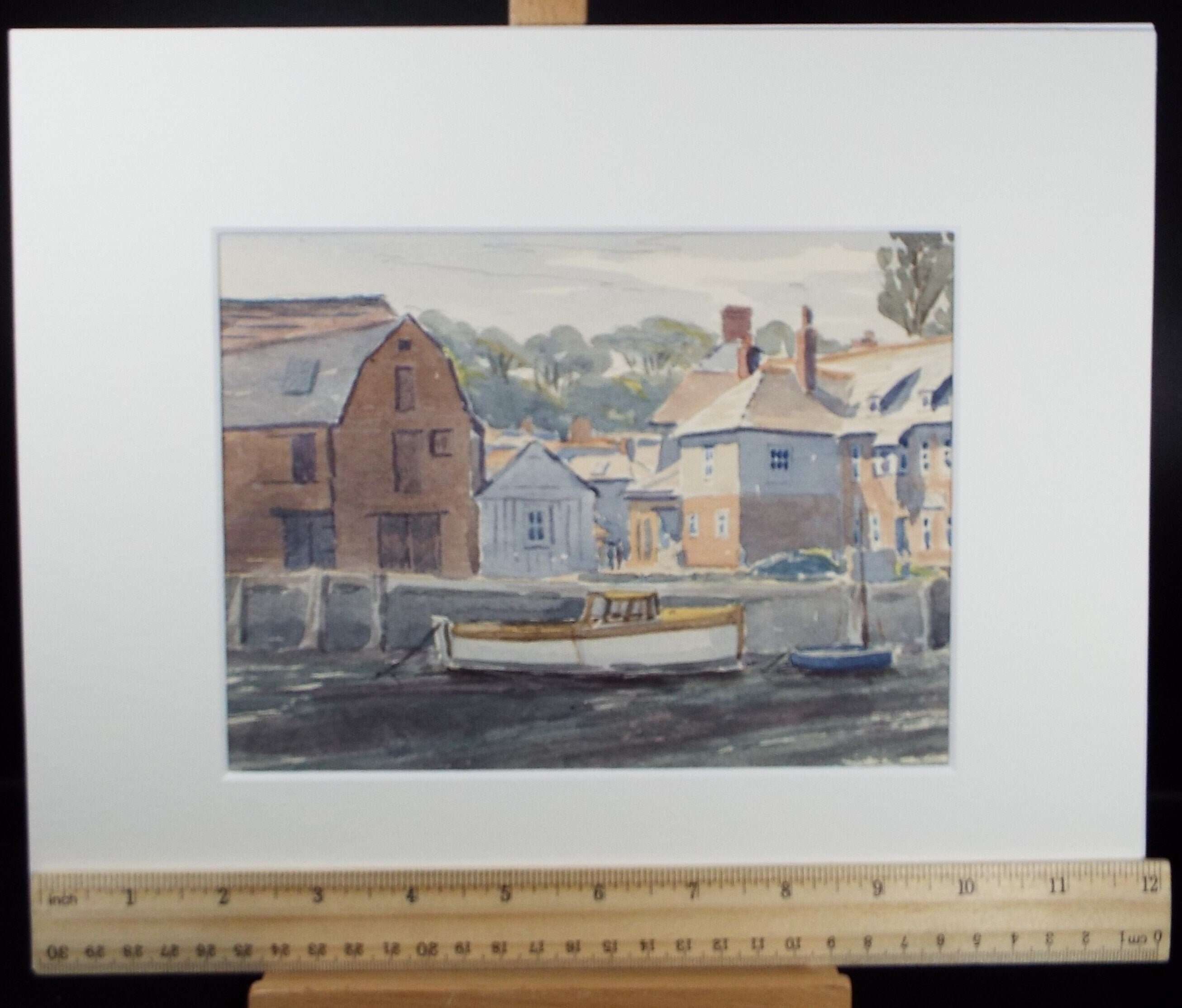 Original watercolour 'The Town Quay', George Godfrey, Circa 1960's