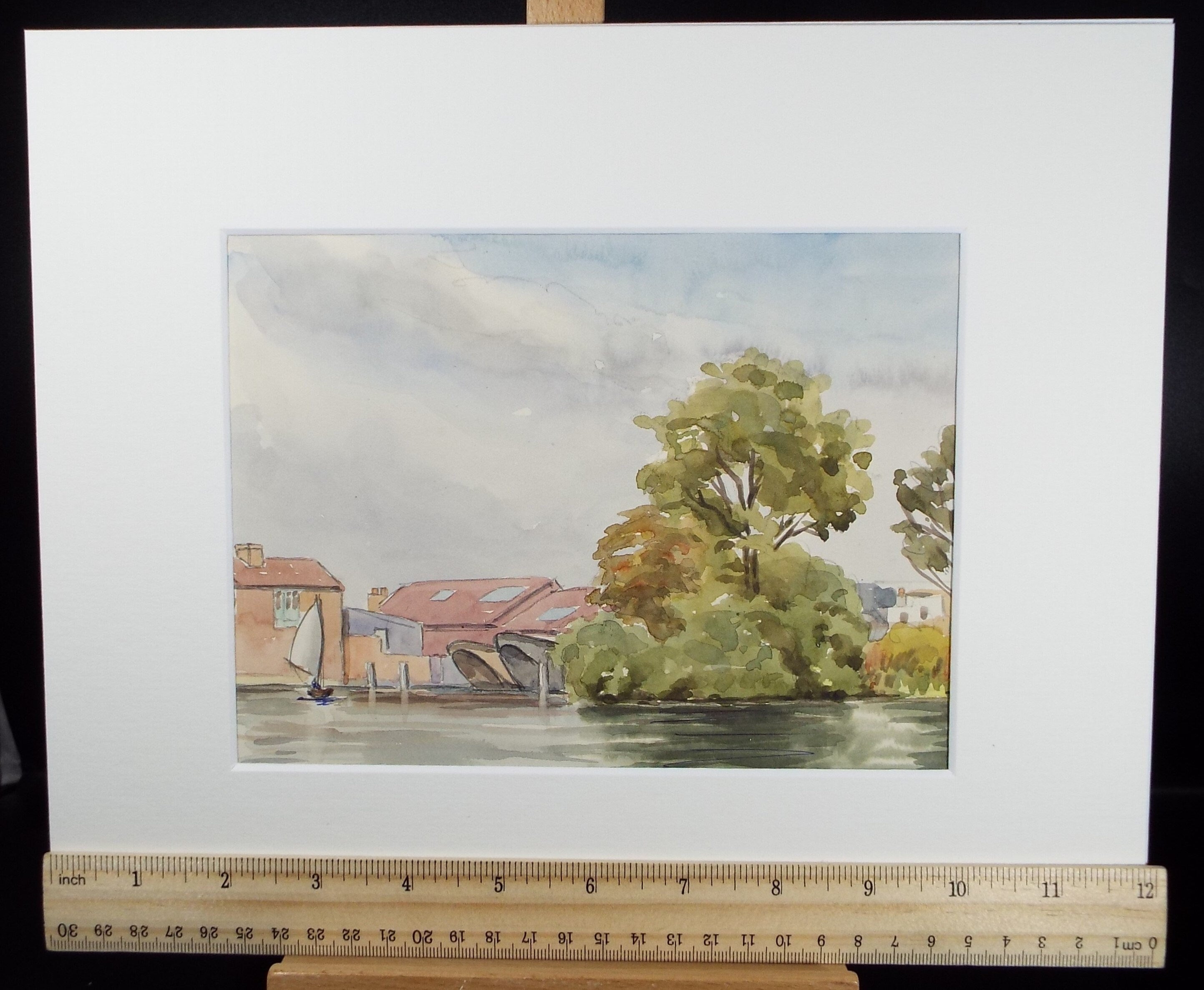 Original watercolour 'Strand on the Green, Chiswick', George Godfrey, Circa 1960's