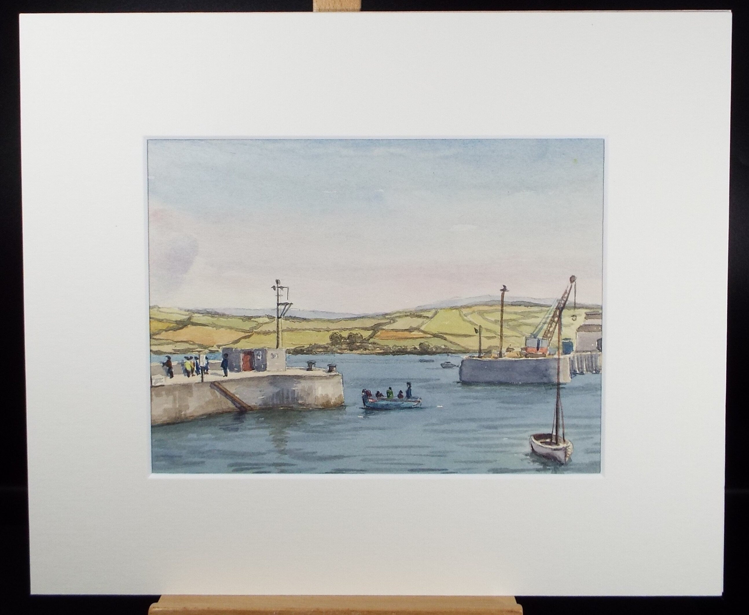 Original watercolour 'The Harbour entrance', George Godfrey, Circa 1960's