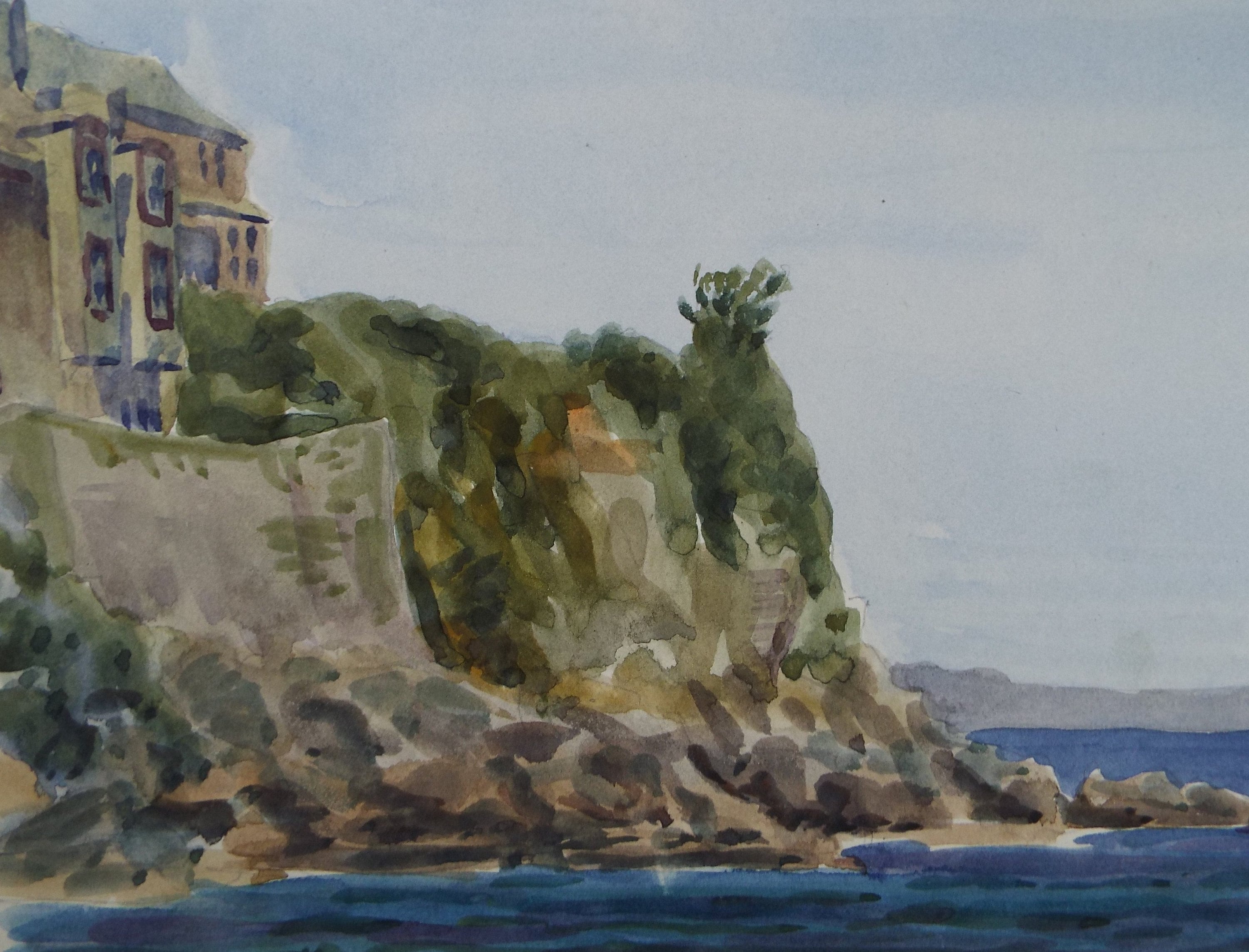 Original watercolour 'Coastal Cliffs', George Godfrey, Circa 1960's