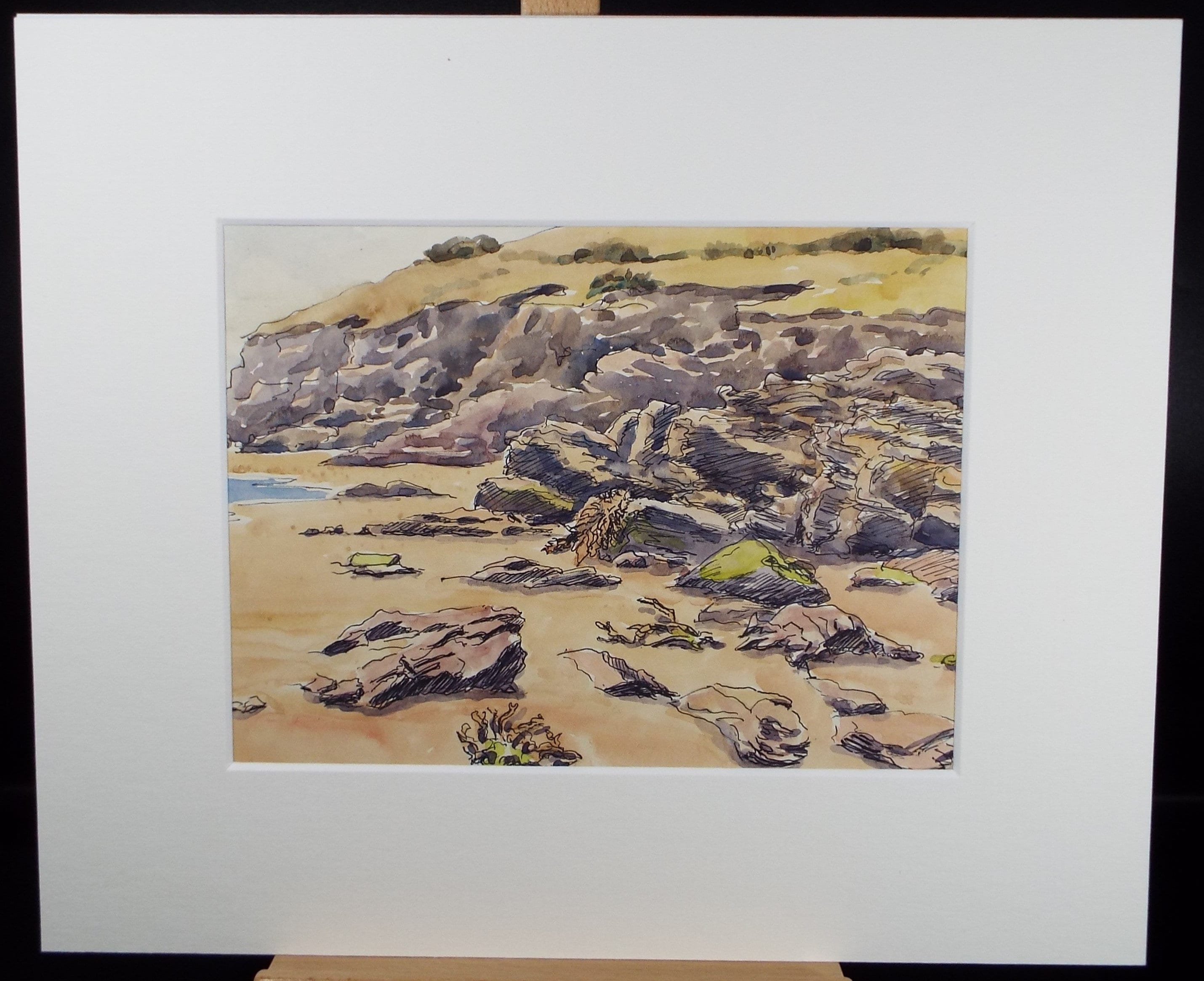 Original watercolour 'Rocky Shore', George Godfrey, Circa 1960's