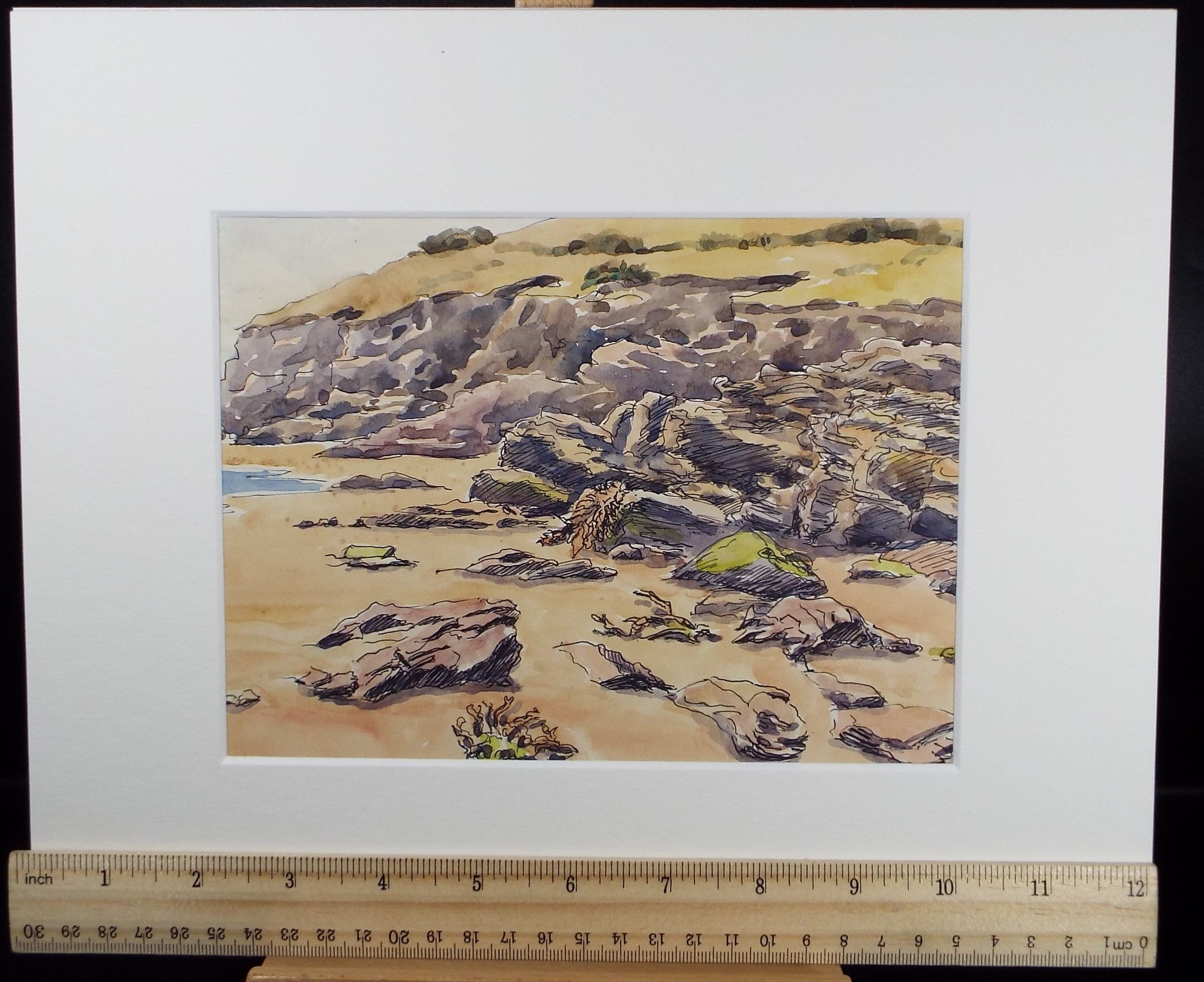 Original watercolour 'Rocky Shore', George Godfrey, Circa 1960's