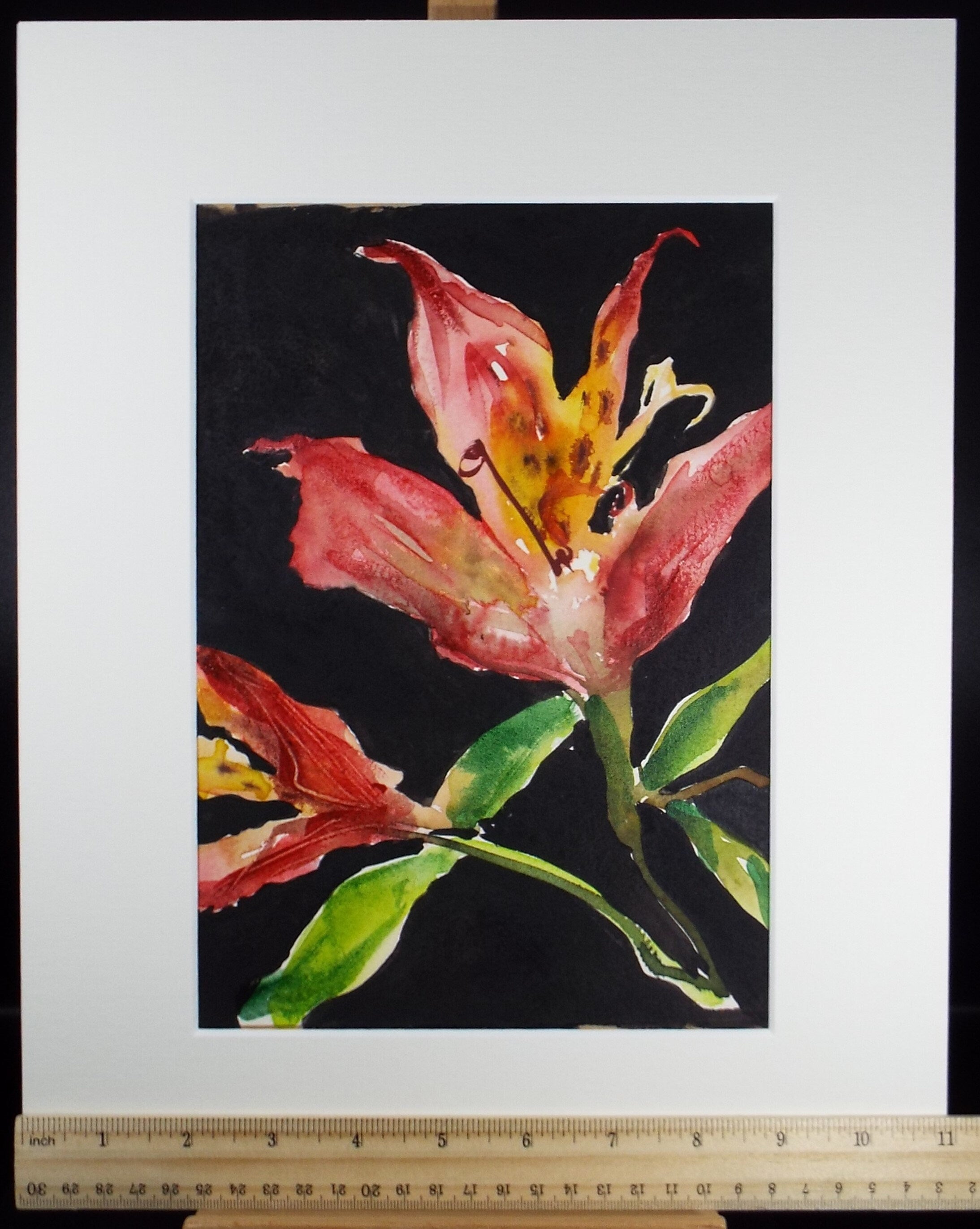 Original Watercolour, 'A Study of Lilies', Unknown Artist, circa 1980's