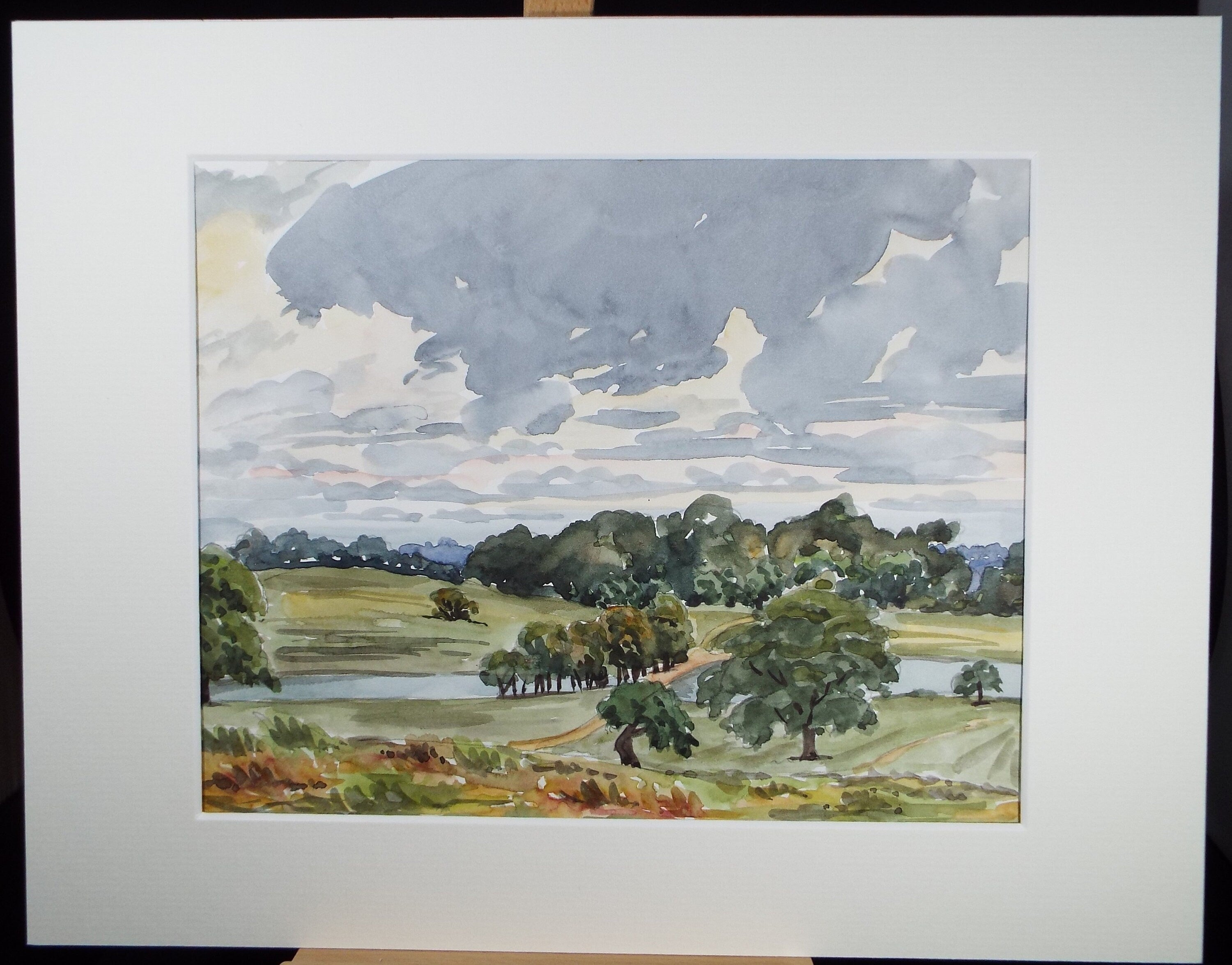 Original Watercolour, 'Green Landscape, George Godfrey, Dated 1970