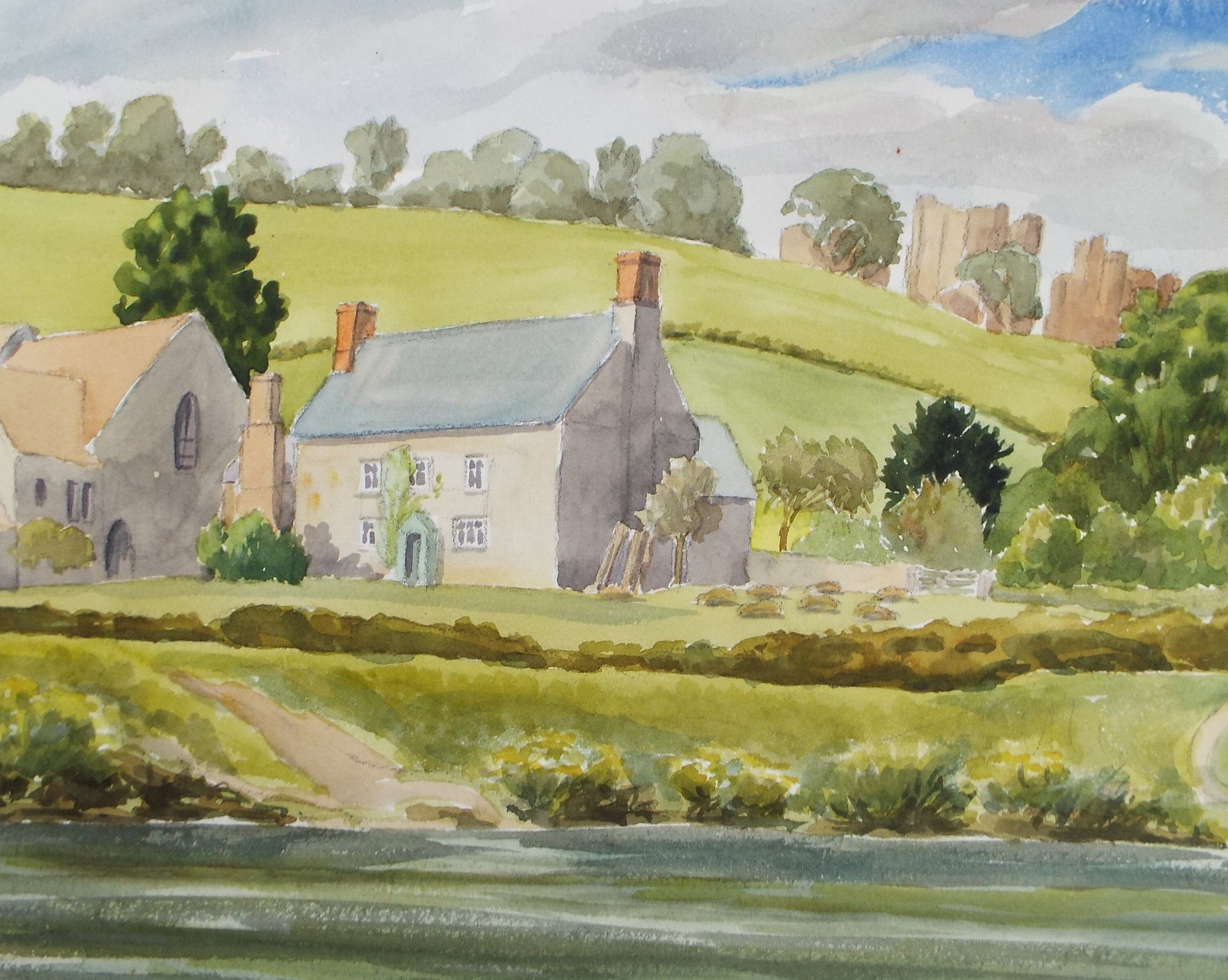 Original Watercolour, Farmhouse', George Godfrey, Circa 1960's