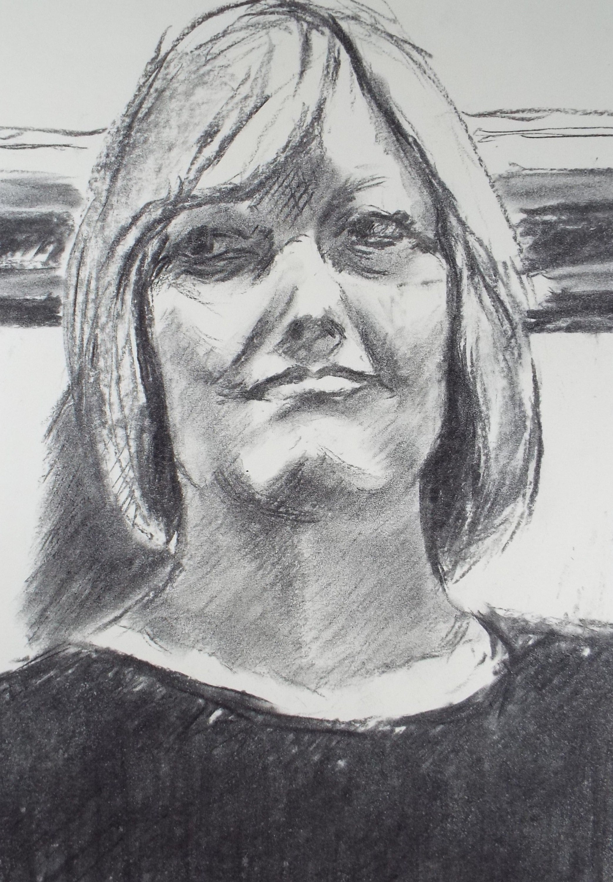 Original Conte Sketch,'Portrail of a Woman', Hugh Tasker, circa 1990's