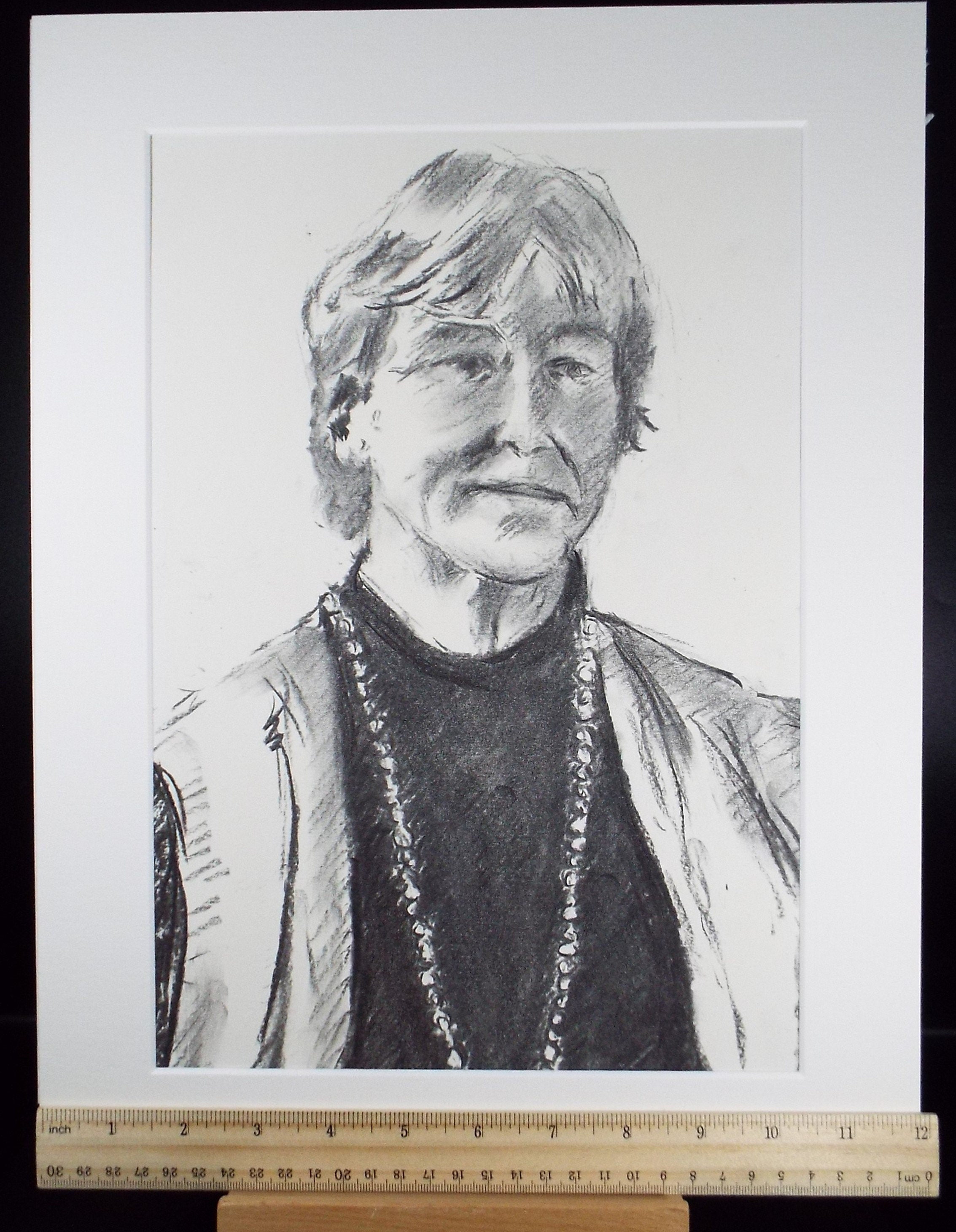 Original Conte Sketch,'Portrait of a Woman', Hugh Tasker, circa 1990's