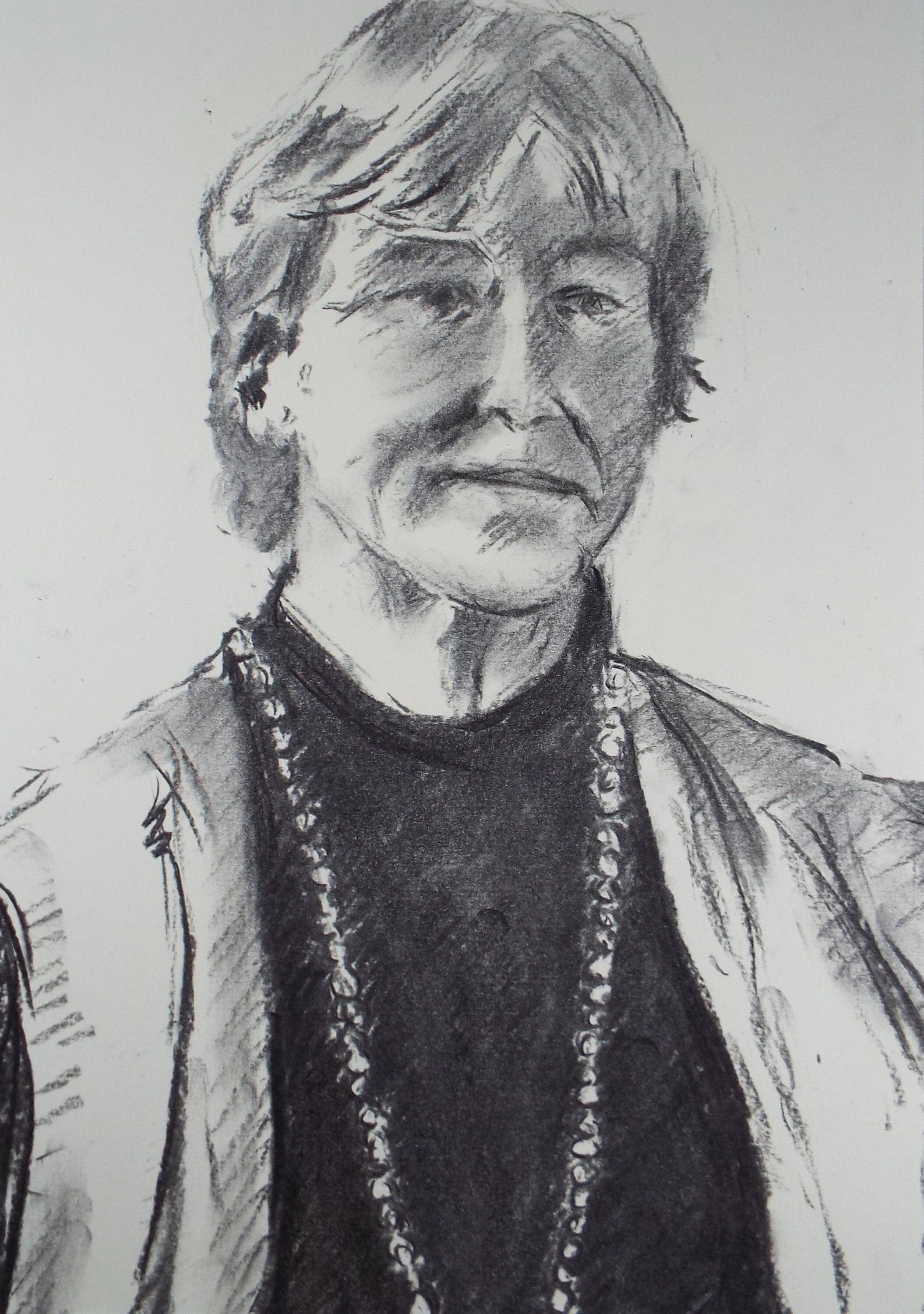 Original Conte Sketch,'Portrait of a Woman', Hugh Tasker, circa 1990's