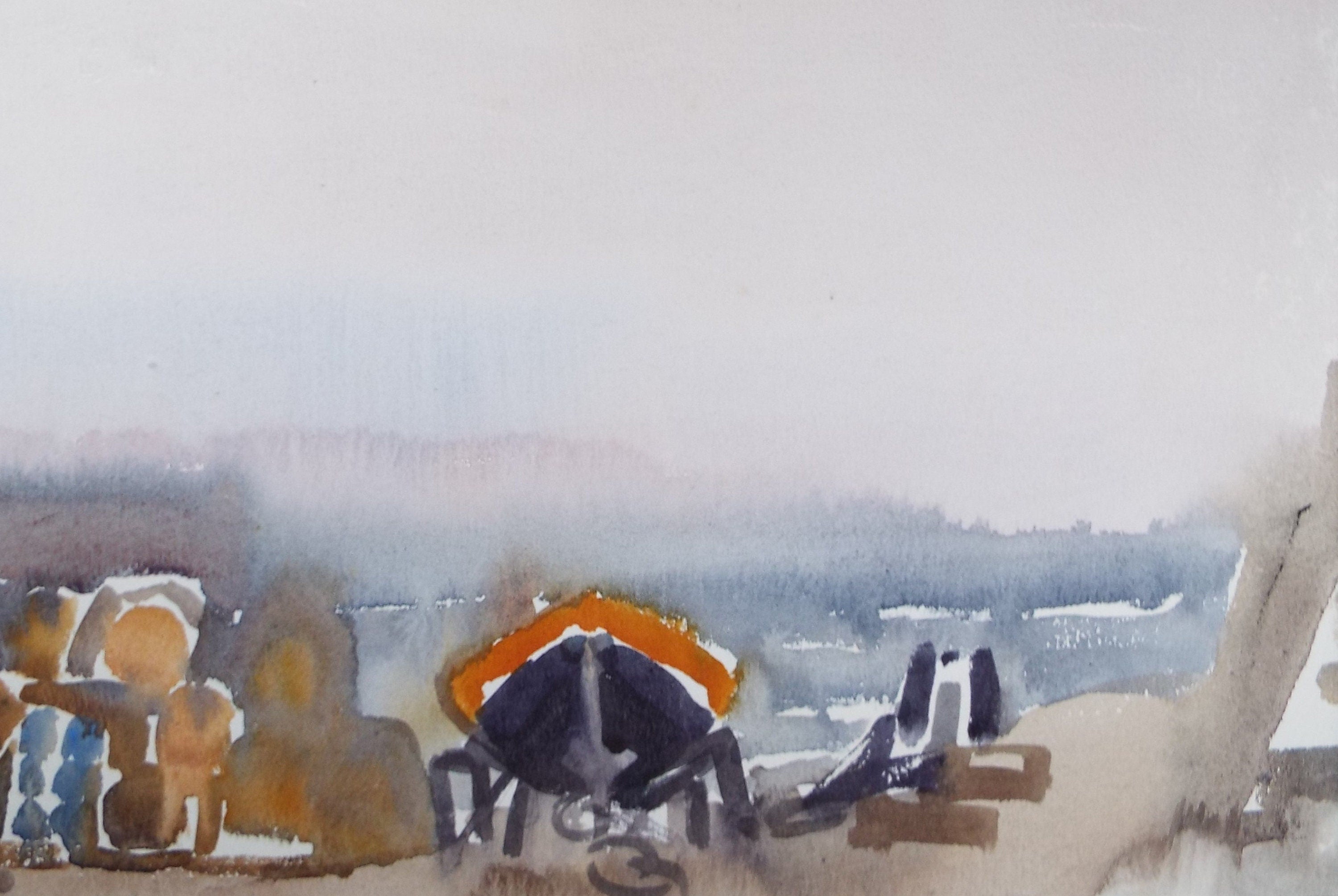 Original Watercolour, 'Boats on the hard ', Muriel Hayden Inwood, circa 1970's