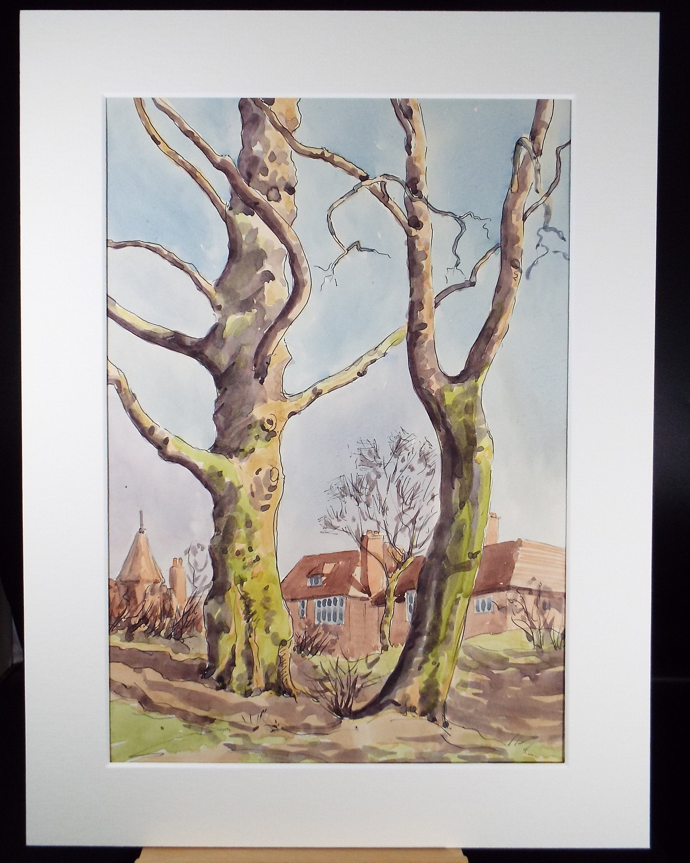 Original Watercolour, 'Trees in Winter', George Godfrey, Dated 1965