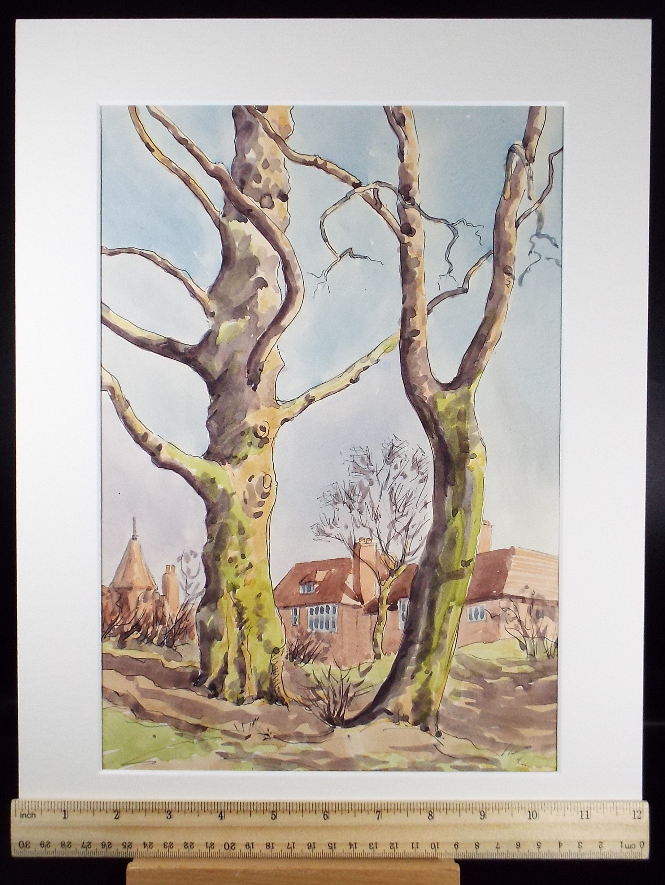 Original Watercolour, 'Trees in Winter', George Godfrey, Dated 1965