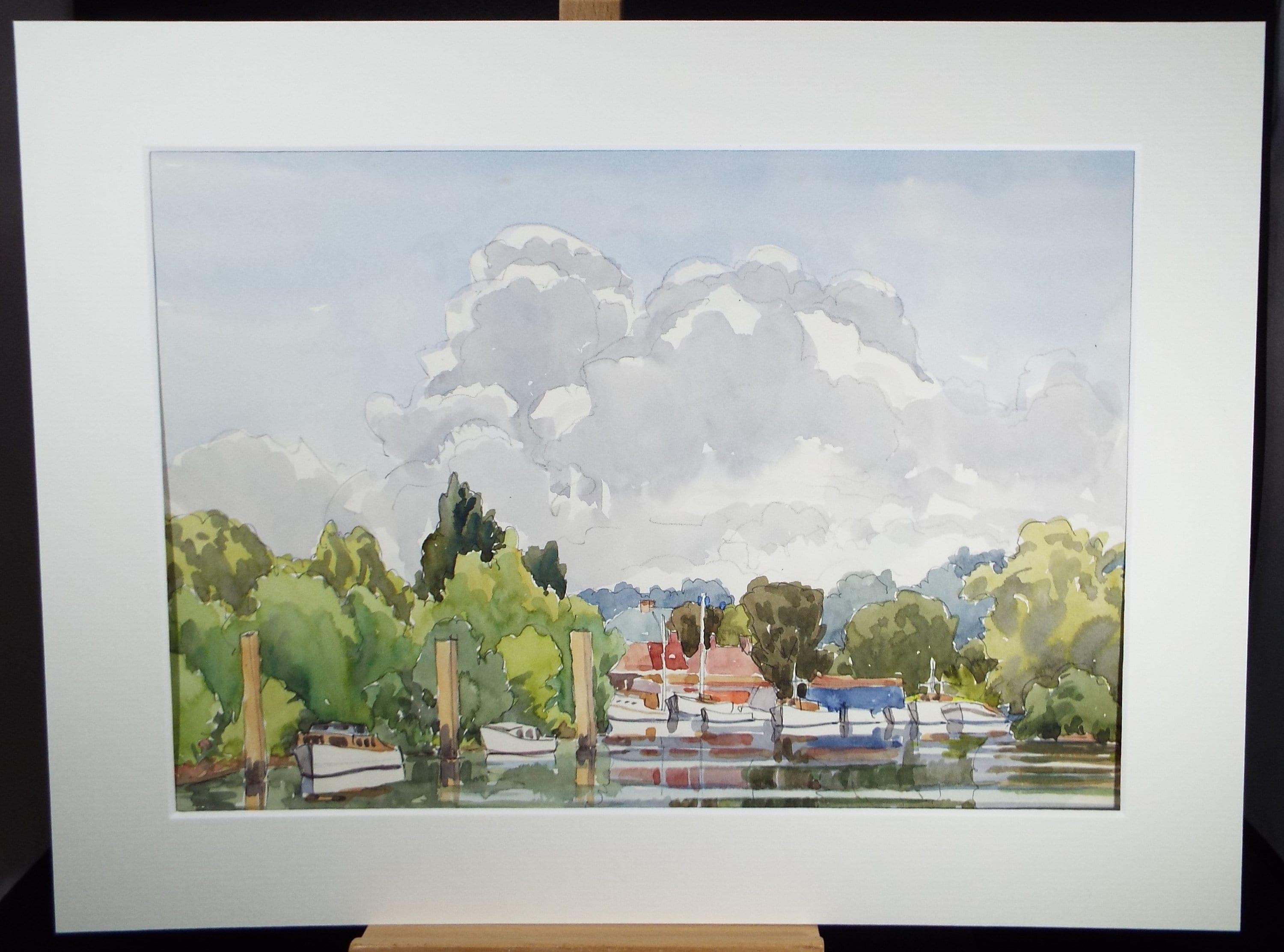 Original Watercolour, 'Boats on the River', George Godfrey (20th Century, Scottish), circa 1960's