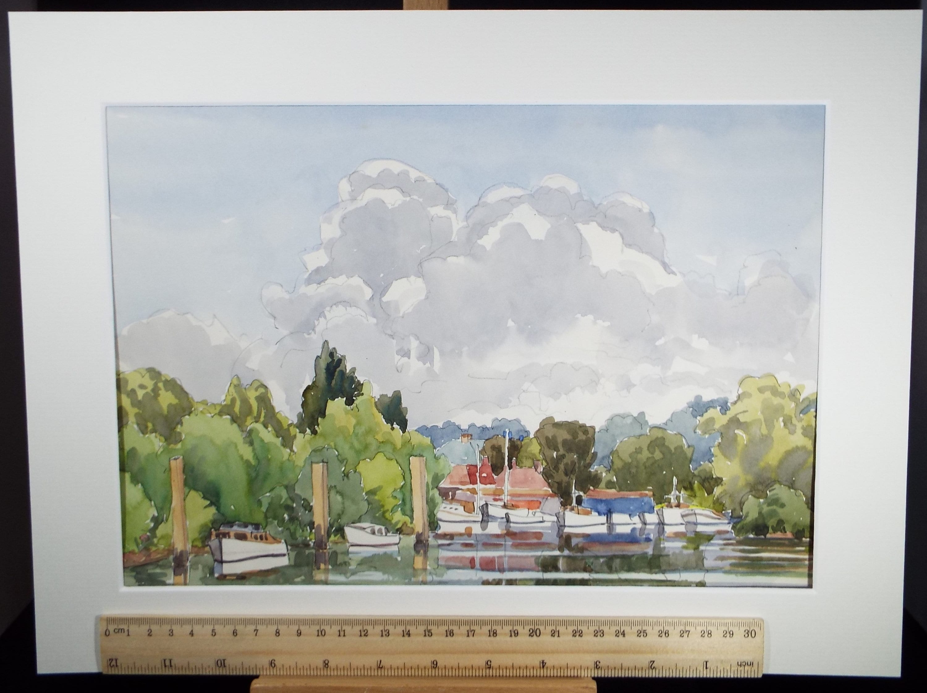 Original Watercolour, 'Boats on the River', George Godfrey (20th Century, Scottish), circa 1960's