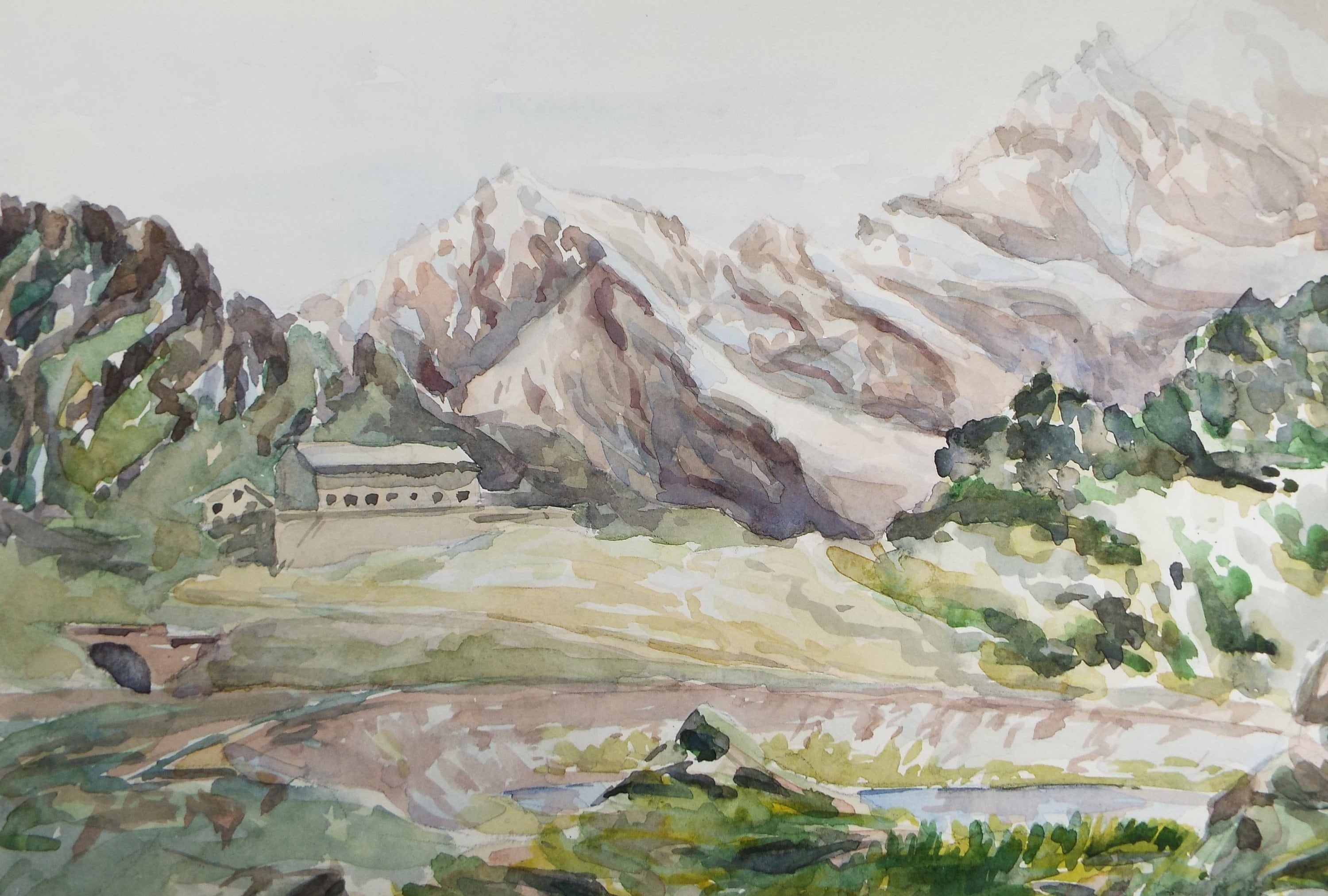 Original Watercolour, 'Alpine Pass', Michael A. Bussey (1930-2014), Circa 1950's