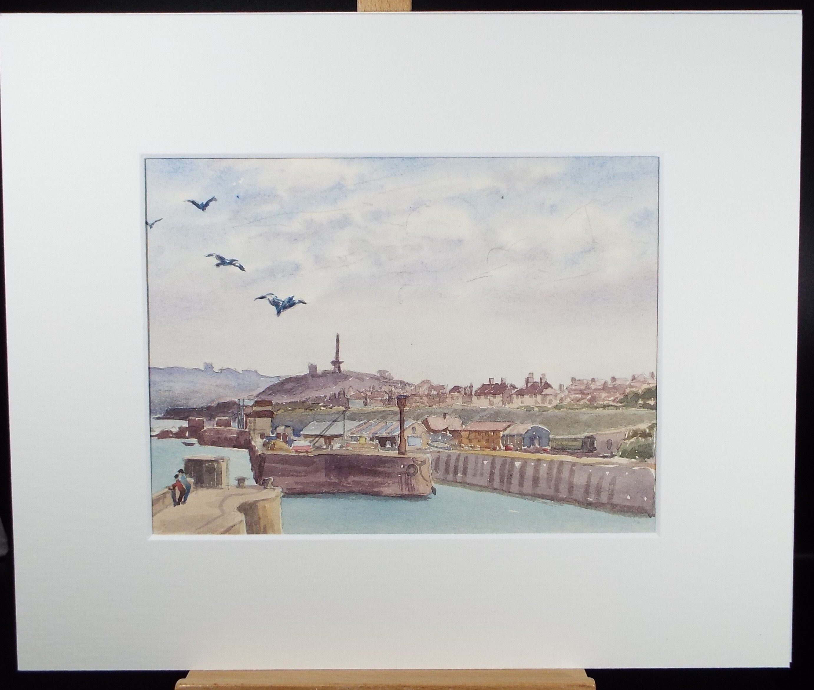 Original watercolour 'The Harbour', George Godfrey, Circa 1960's