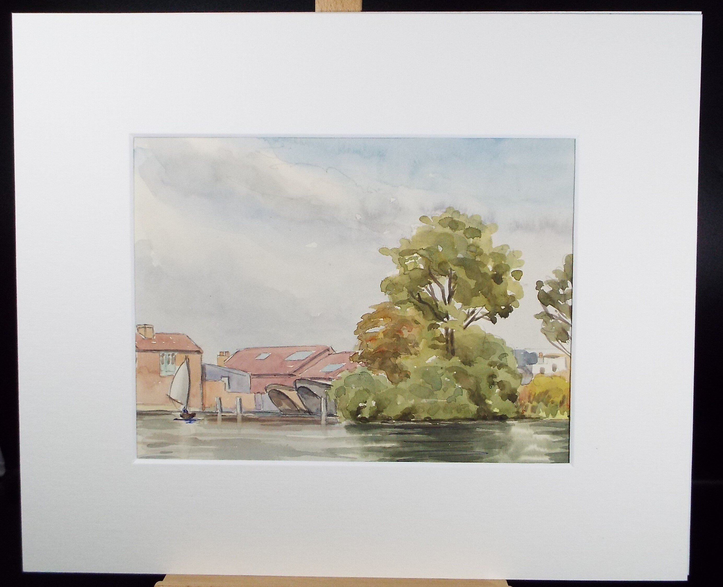 Original watercolour 'Strand on the Green, Chiswick', George Godfrey, Circa 1960's