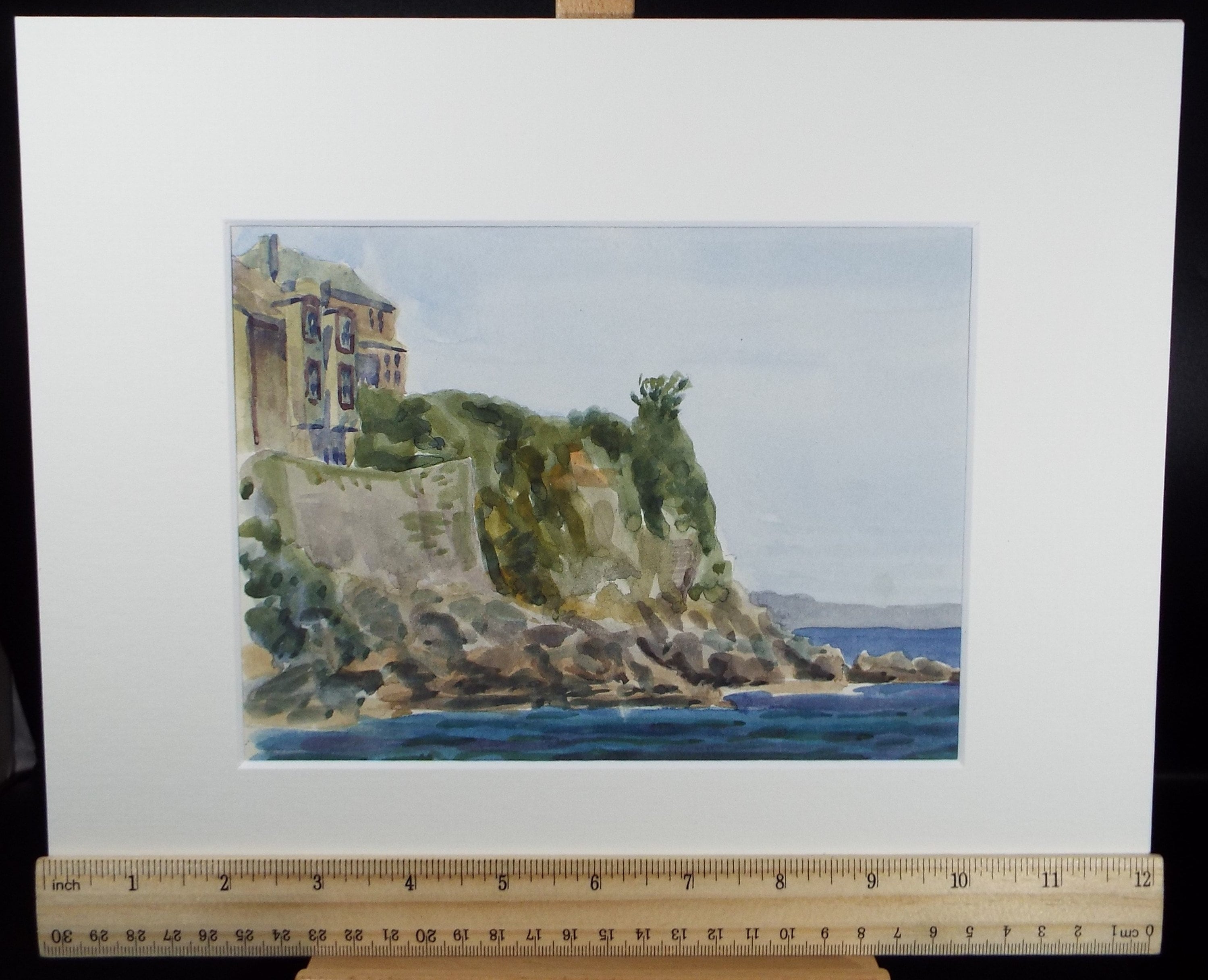 Original watercolour 'Coastal Cliffs', George Godfrey, Circa 1960's