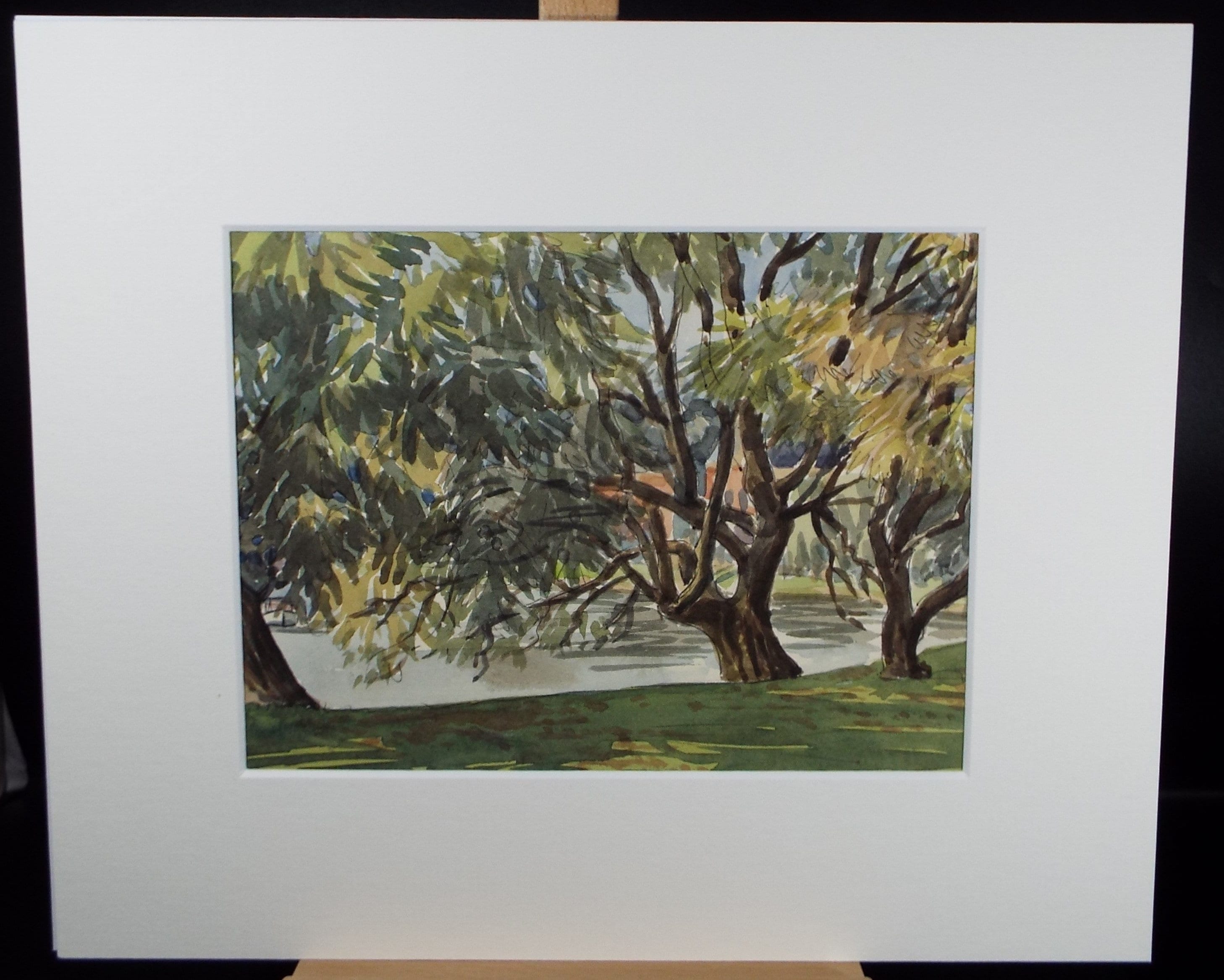 Original Watercolour, 'Riverside Trees', George Godfrey, circa 1960's
