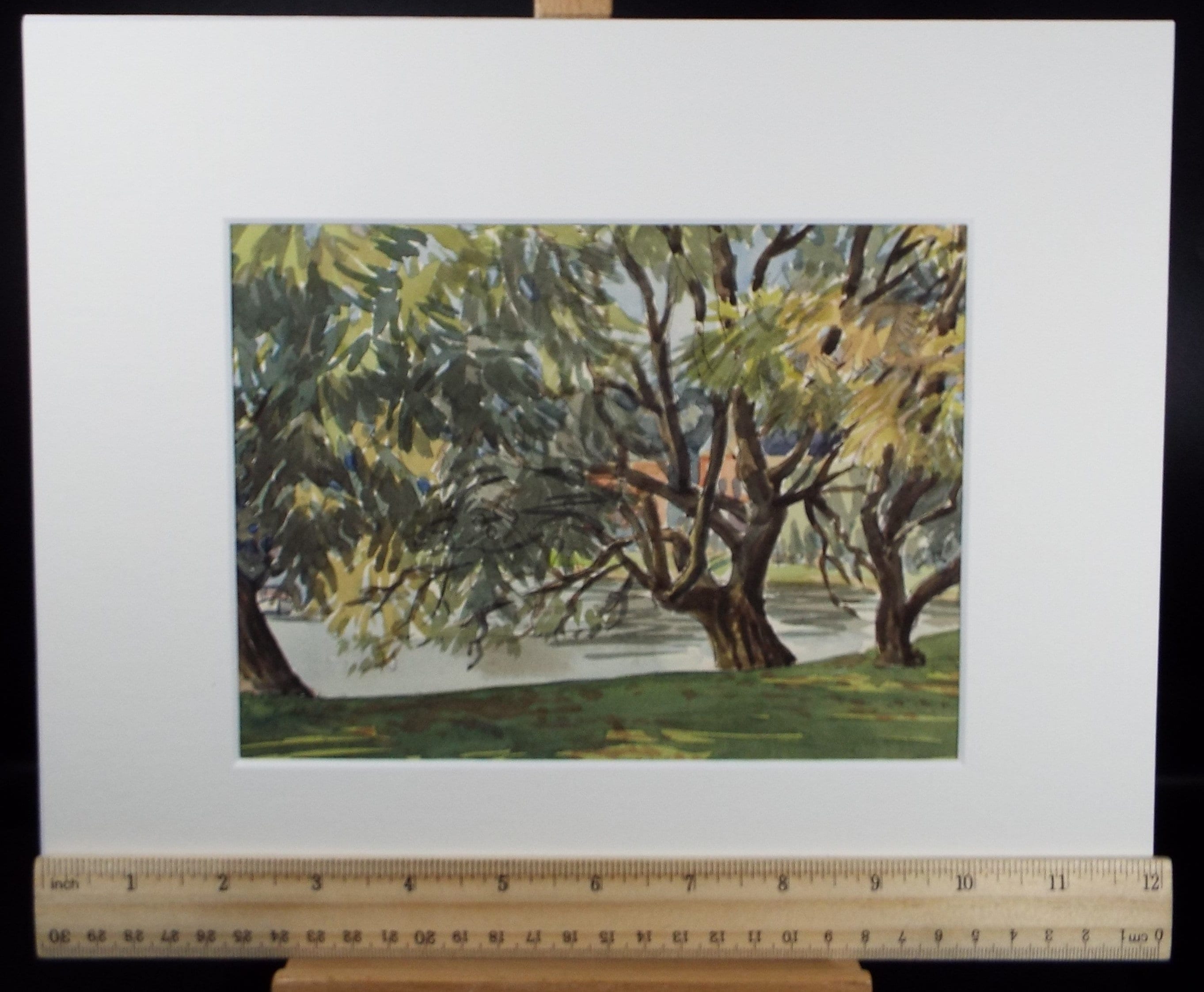 Original Watercolour, 'Riverside Trees', George Godfrey, circa 1960's