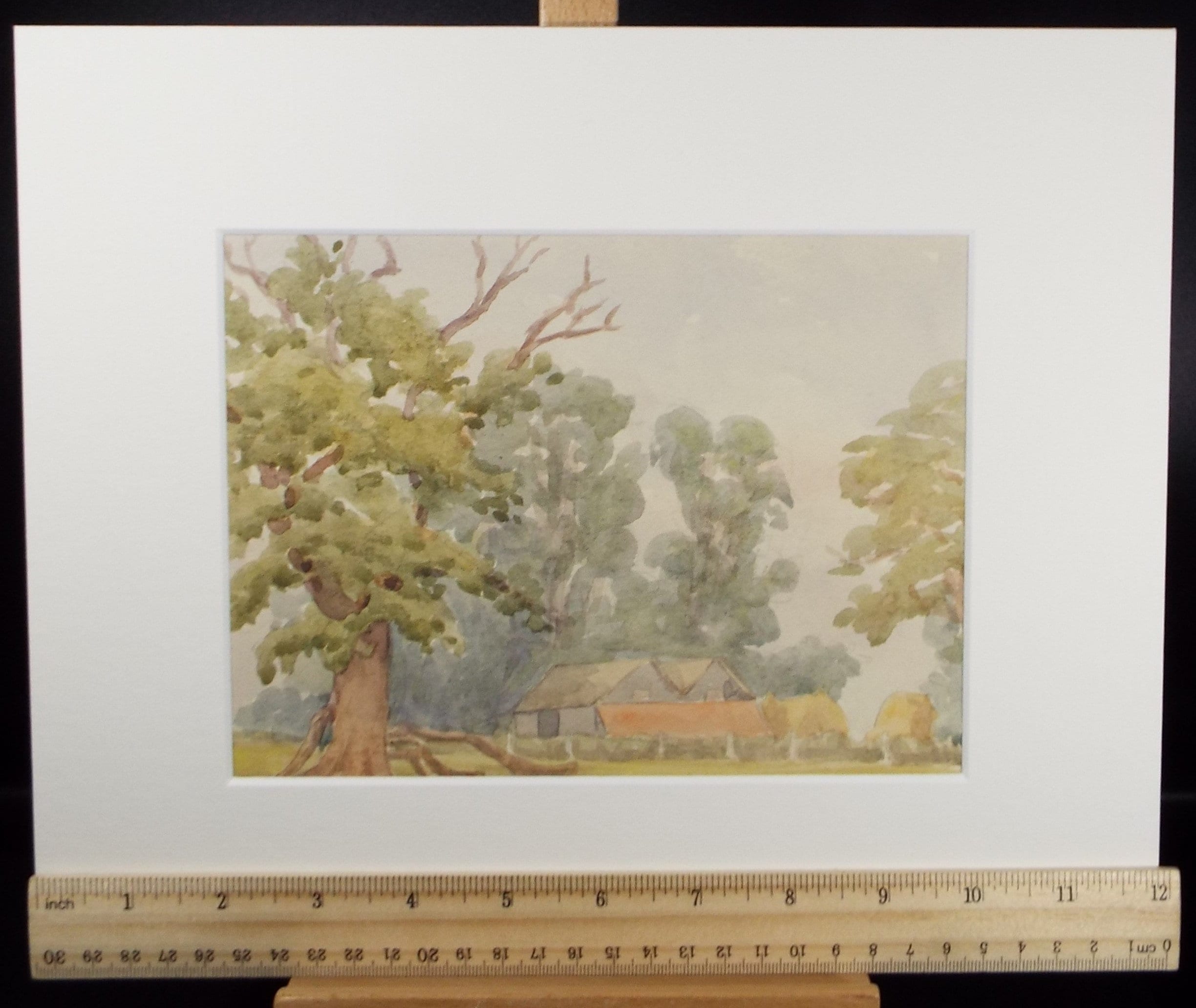 Original Watercolour, 'Farm Buildings', George Godfrey, circa 1960's