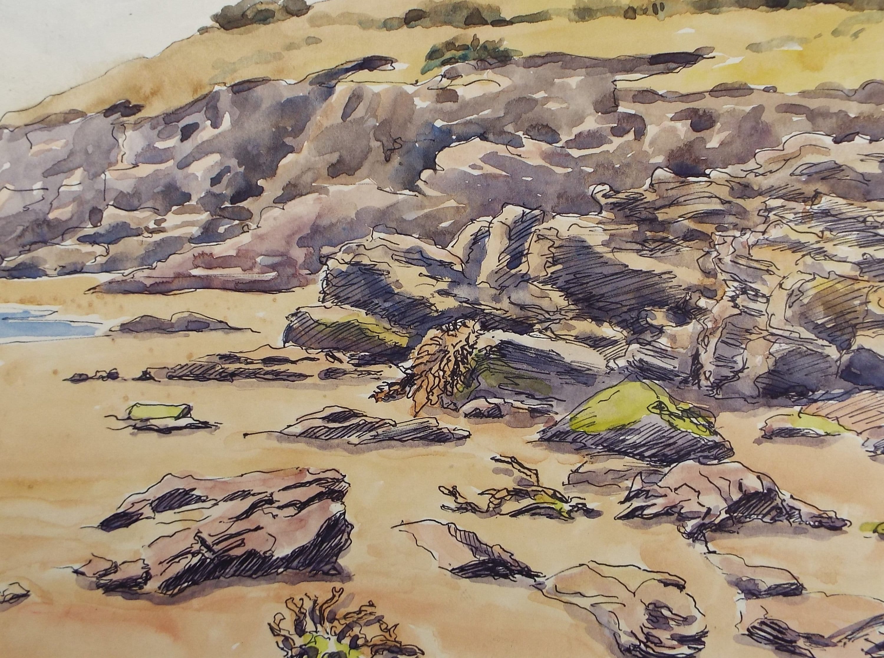 Original watercolour 'Rocky Shore', George Godfrey, Circa 1960's