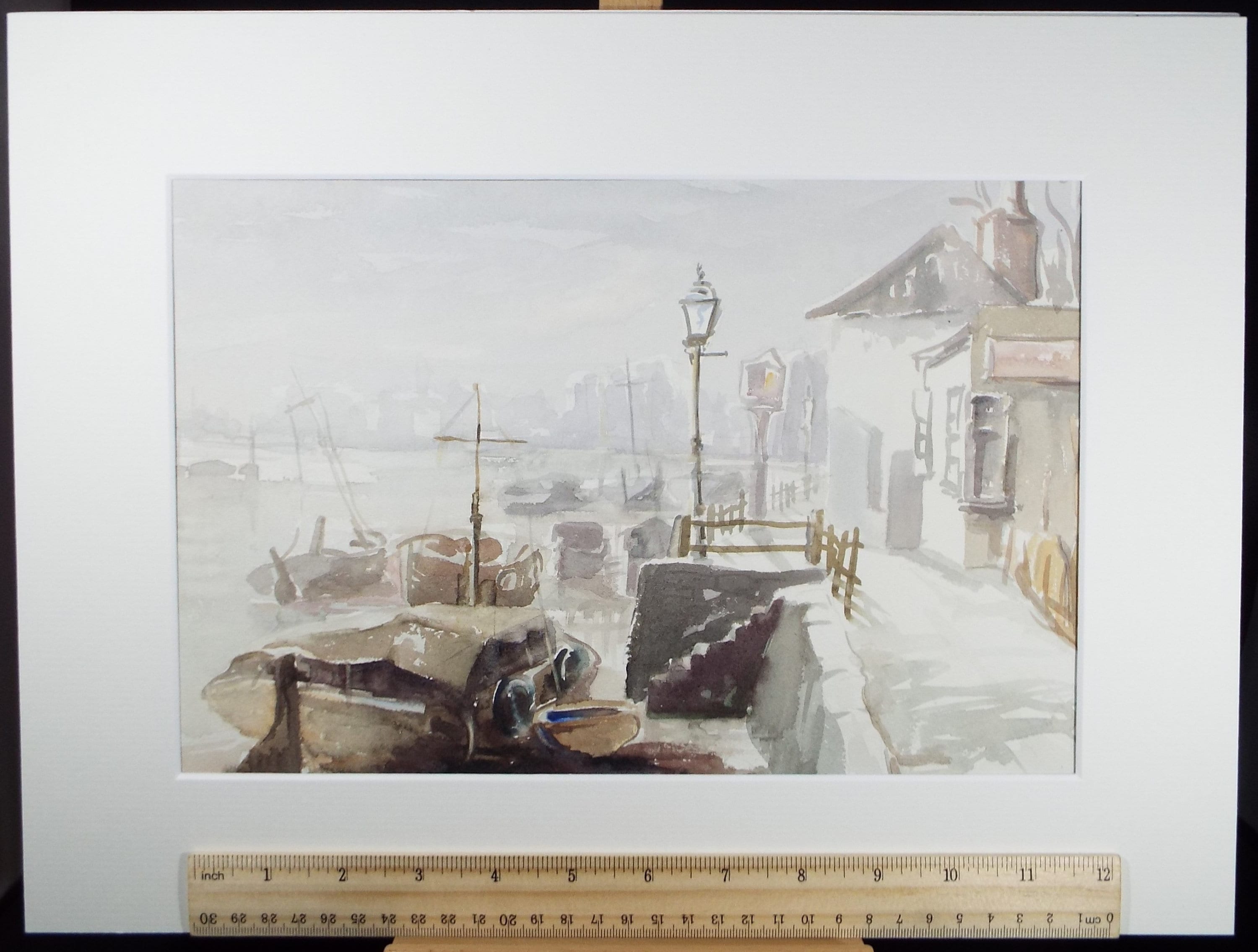 Original Watercolour, 'Quayside with Boats', Michael A. Bussey (1930-2014), Circa 1950's