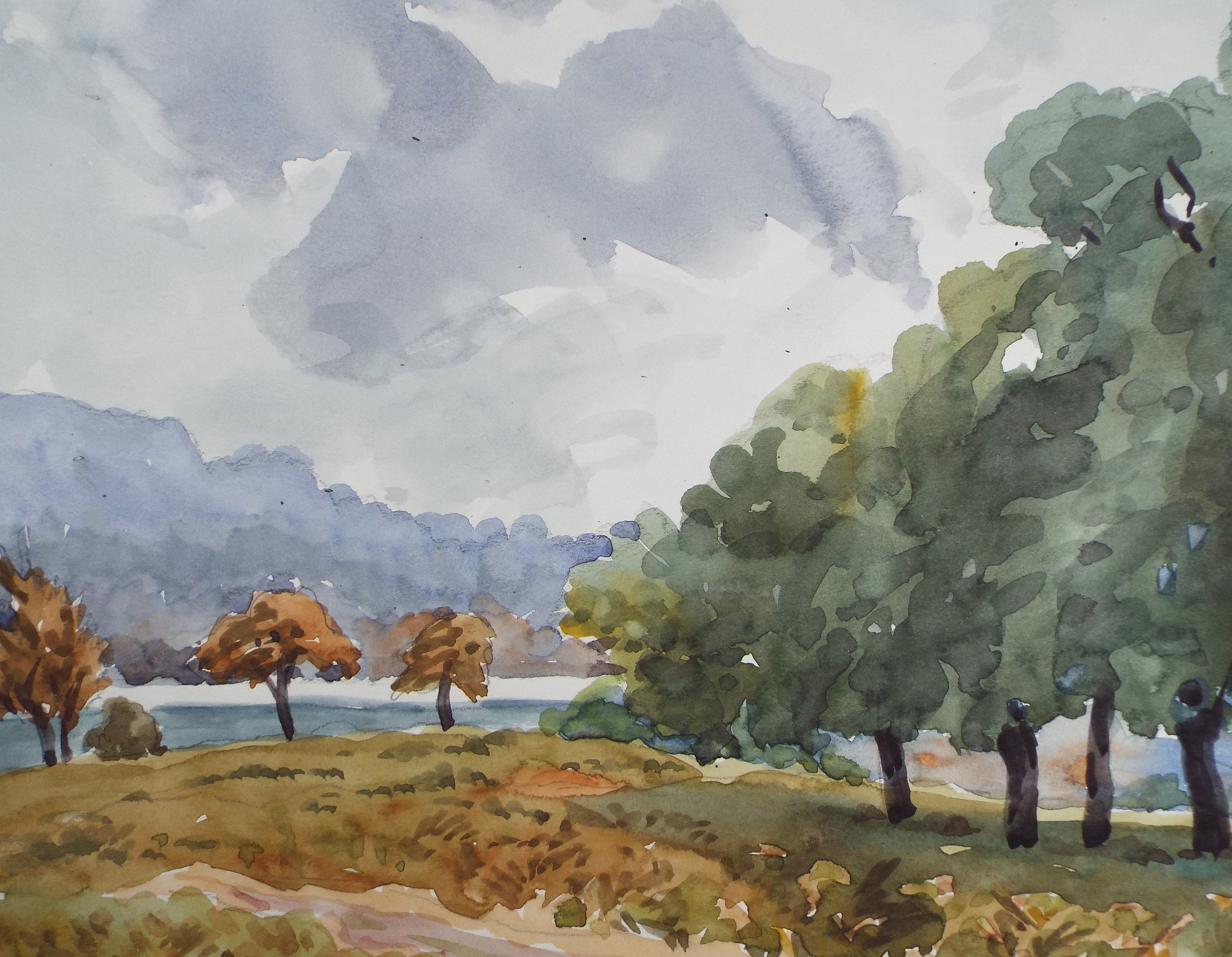 Original Watercolour, 'Autumn Landscape', George Godfrey, circa 1960's