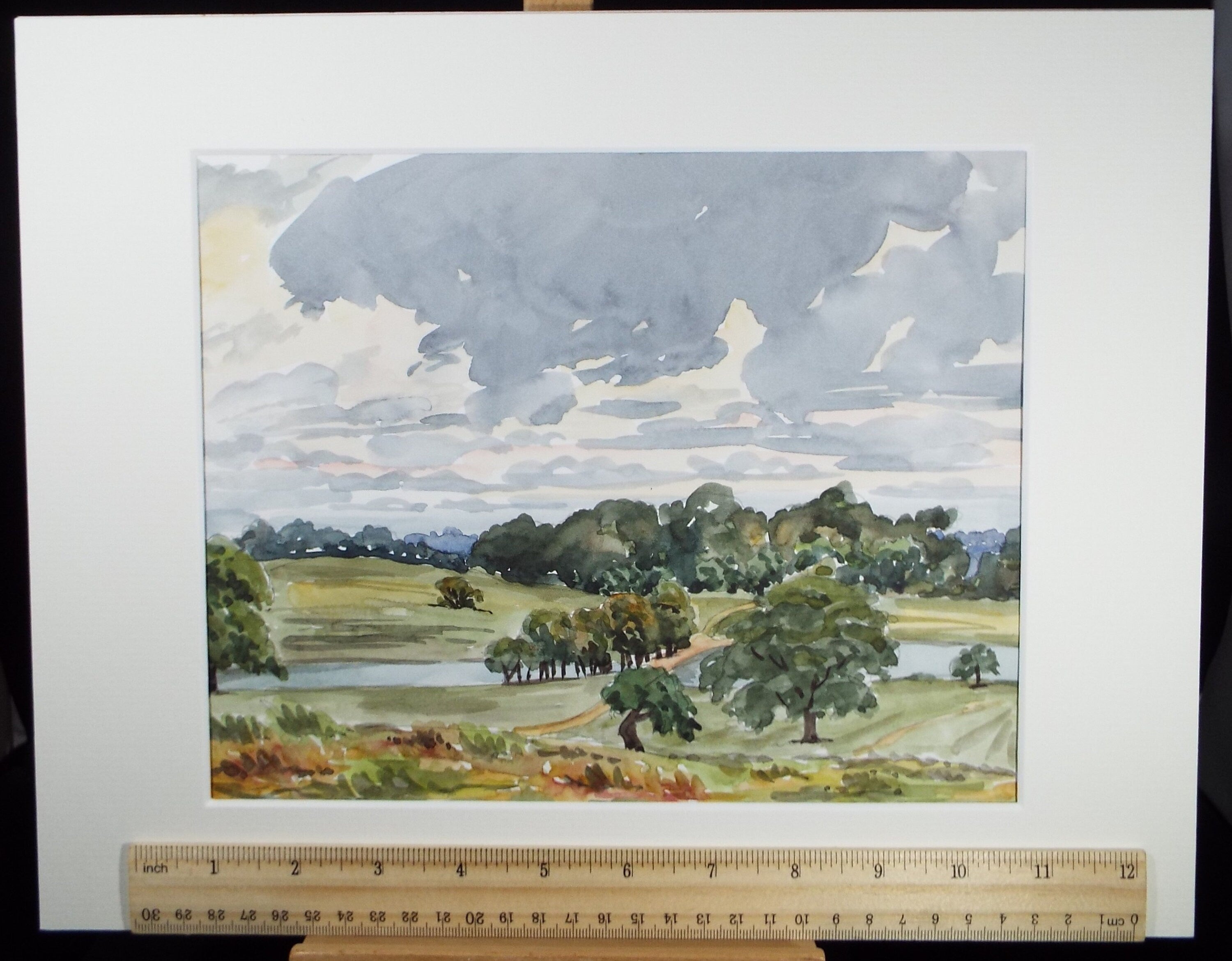 Original Watercolour, 'Green Landscape, George Godfrey, Dated 1970