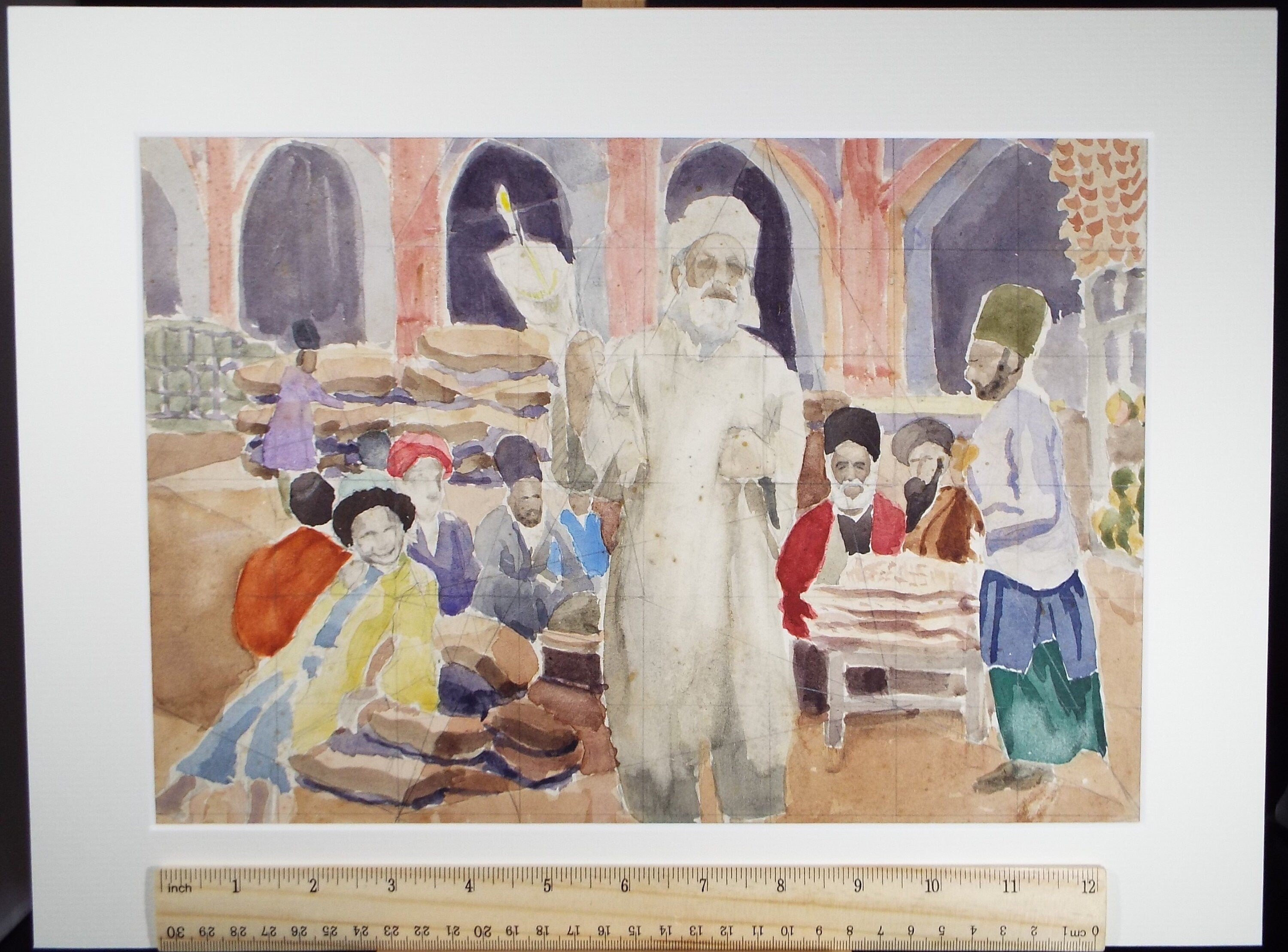 Original Watercolour , 'Middle East Market', James Wood (1889-1975), Circa 1950's