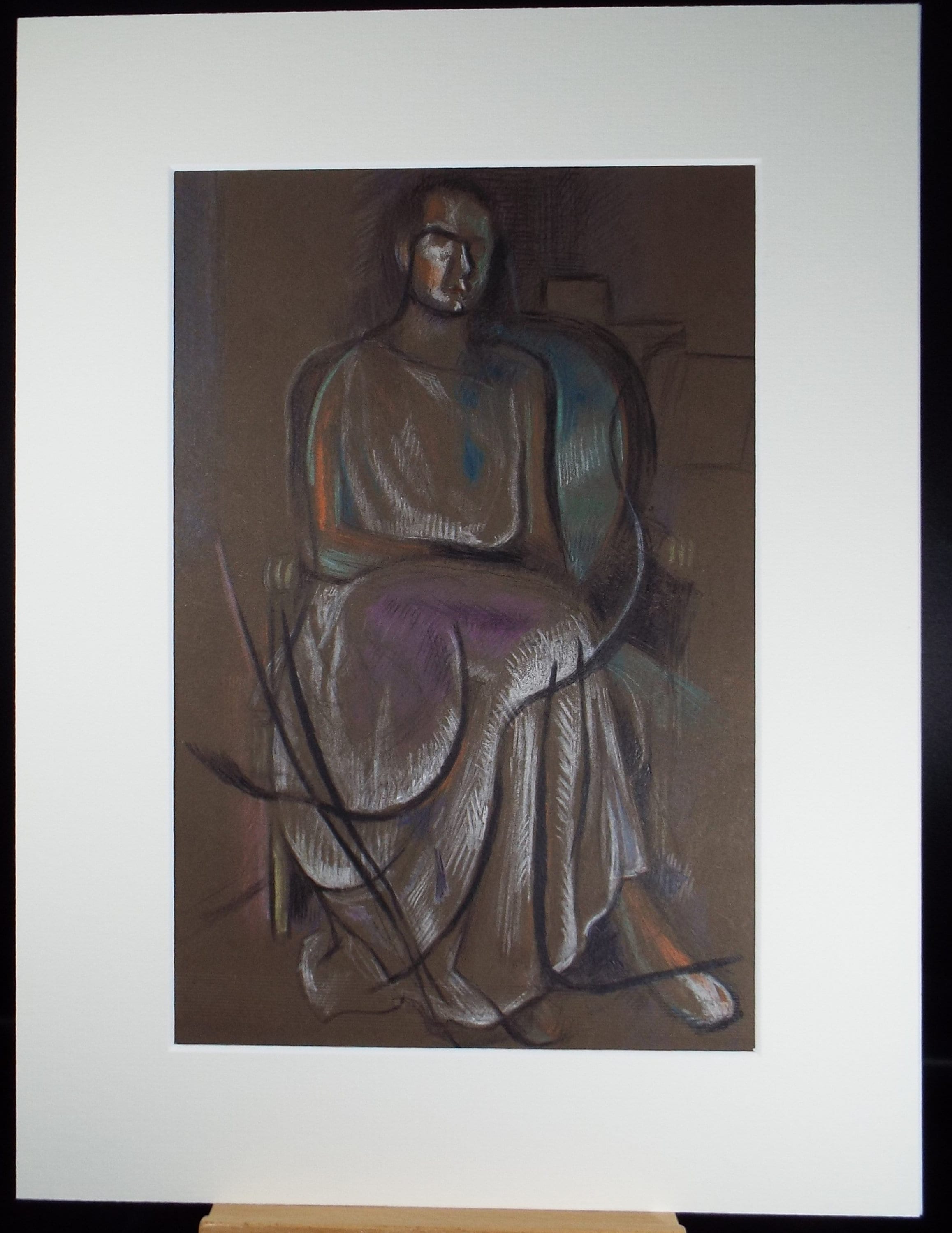 Original Pastel drawing, 'Robed Figure', James Wood (1889-1975), Circa 1950's