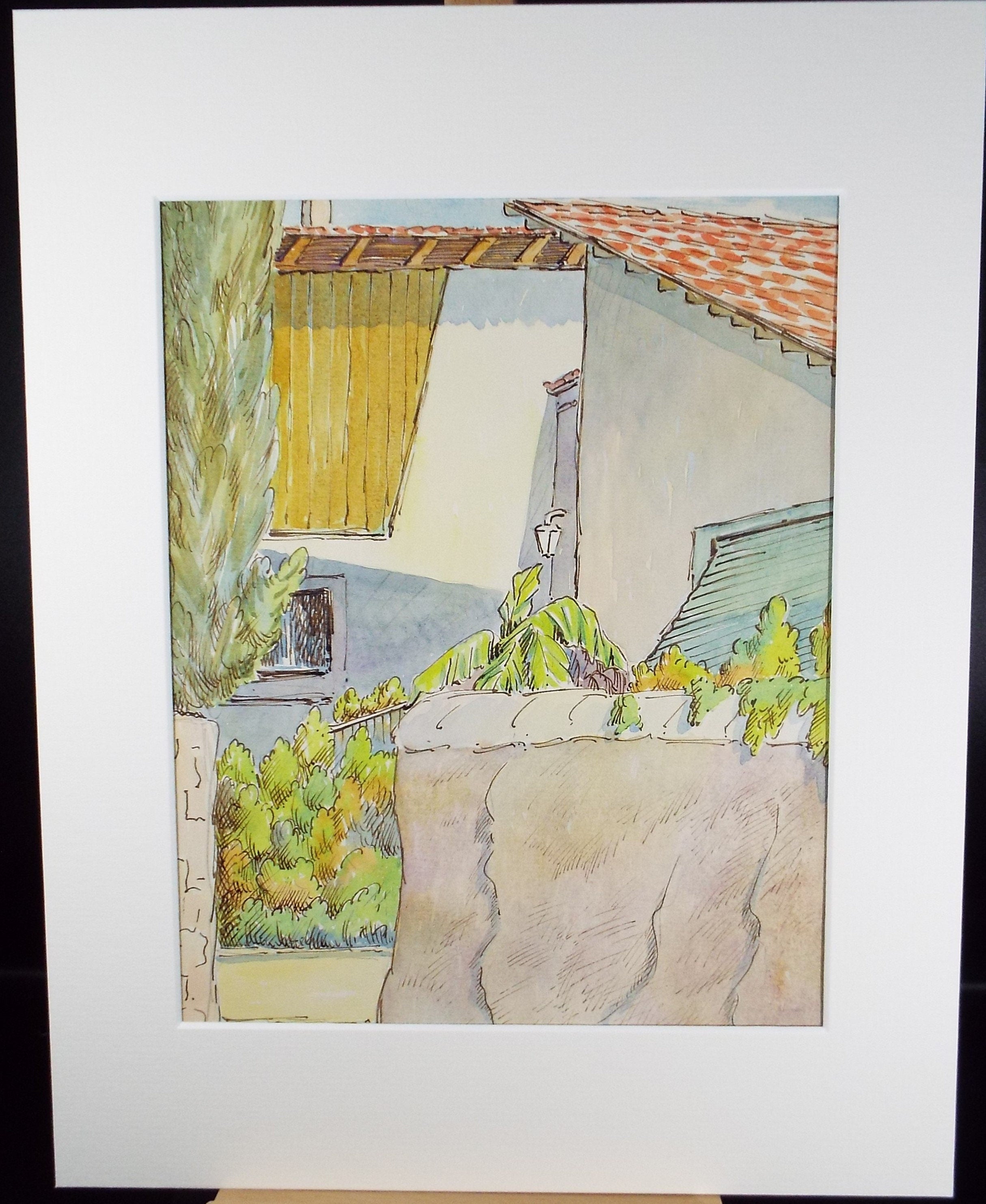 Original Watercolour & ink, 'Menaggio, Italy', Cicely Glyn de Beers (1891-1973), Dated 1957