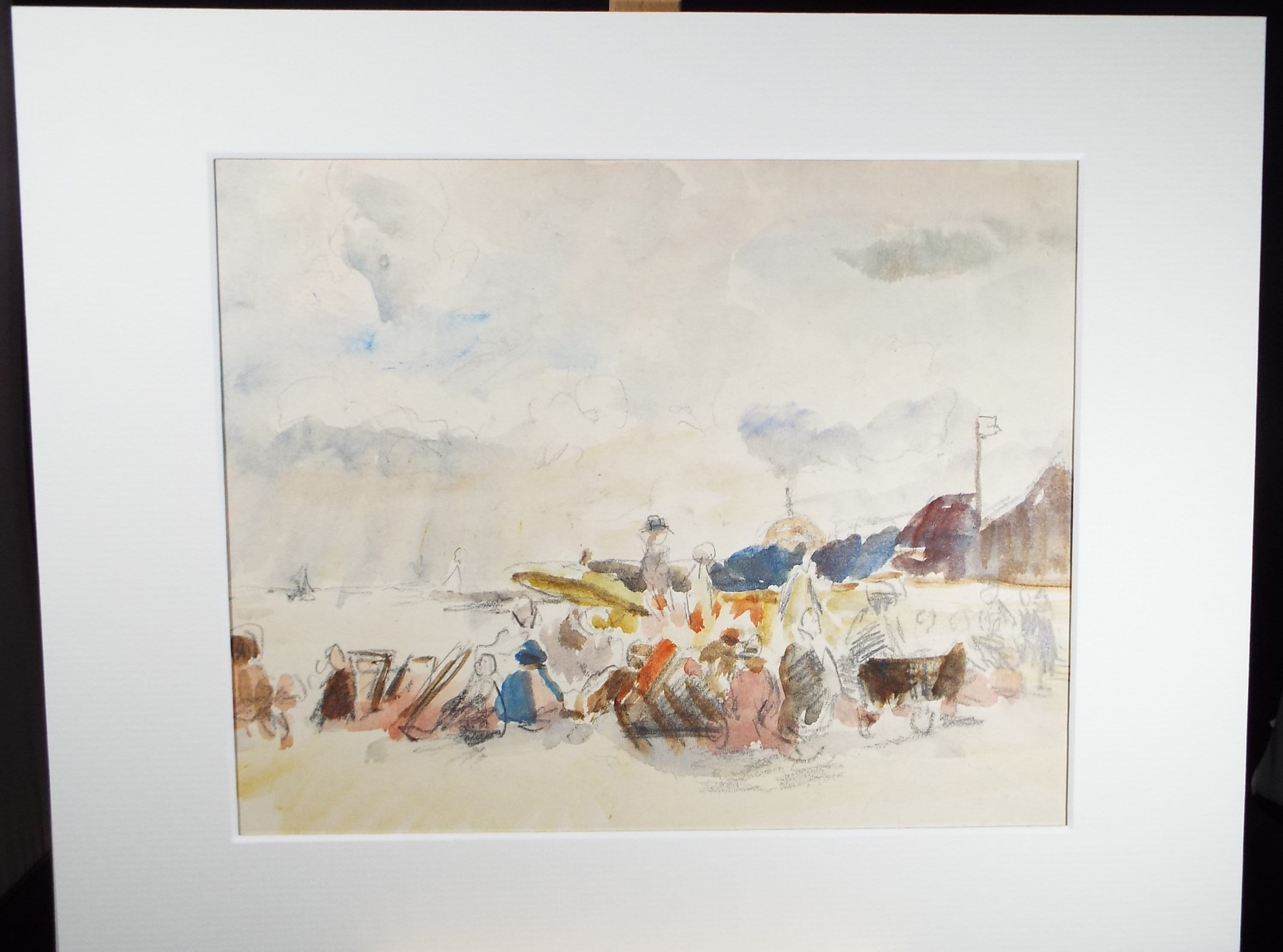 Original Watercolour & Pencil , 'Figures on the Beach', Circa 1920, Robert G.D. Alexander (1875-1945)